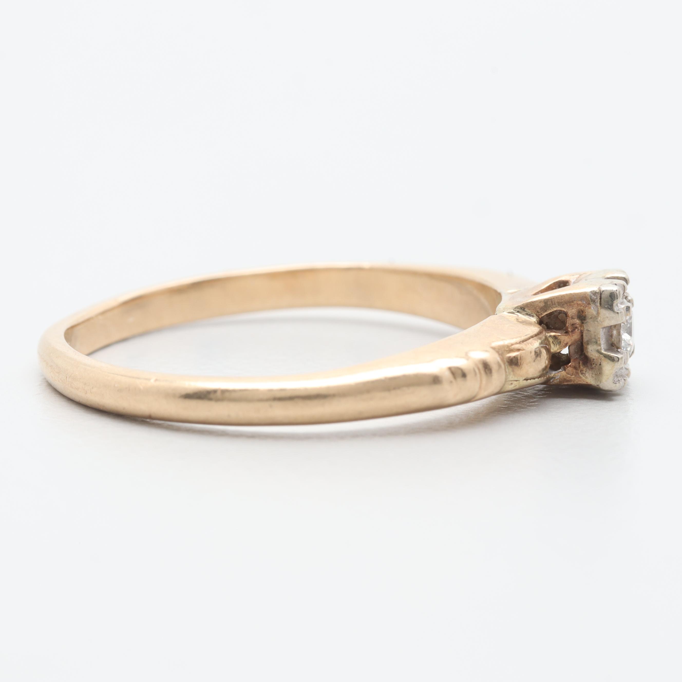 Vintage 14K Yellow Gold Diamond Ring
