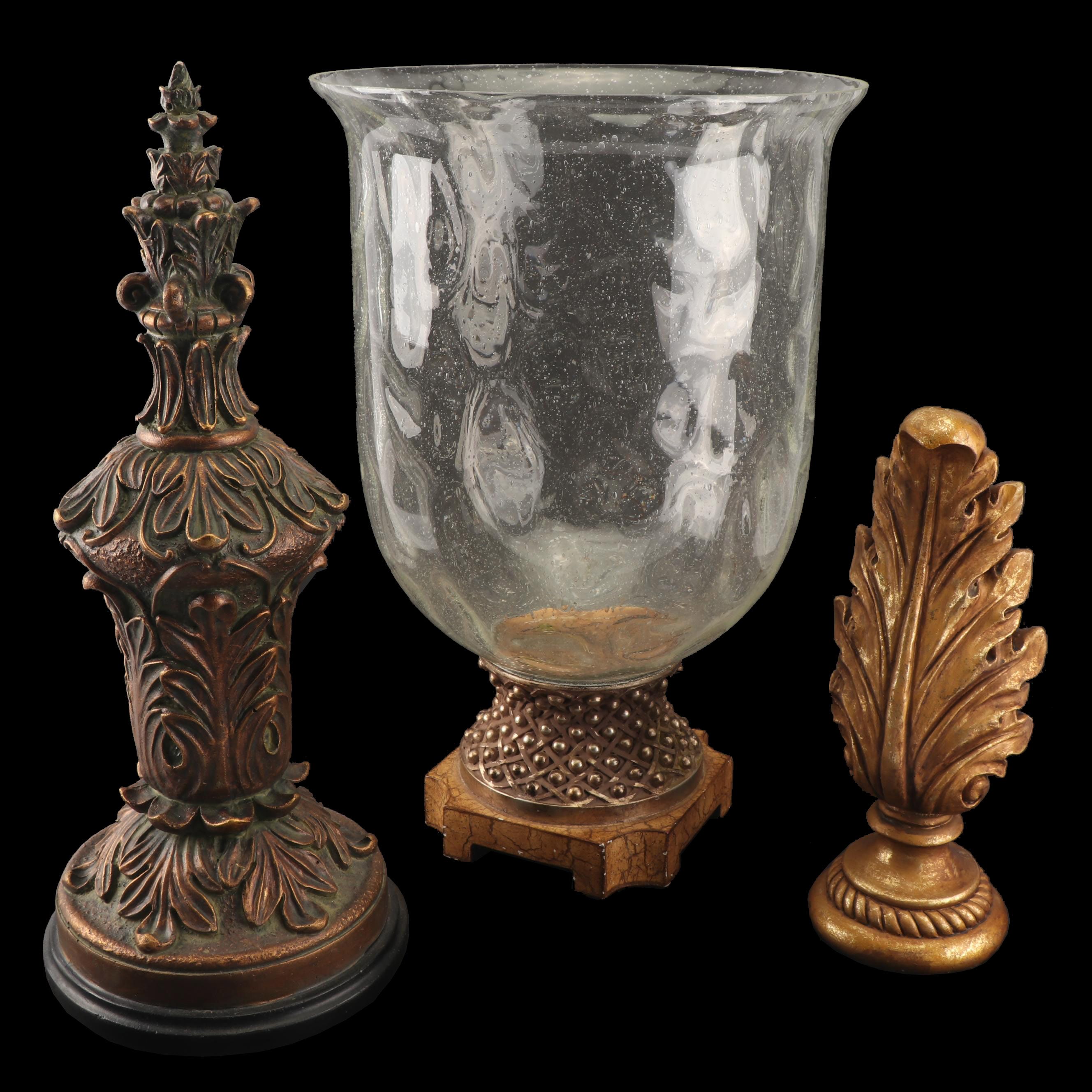 Austin Productions Glass Hurricane with Decorative Finials