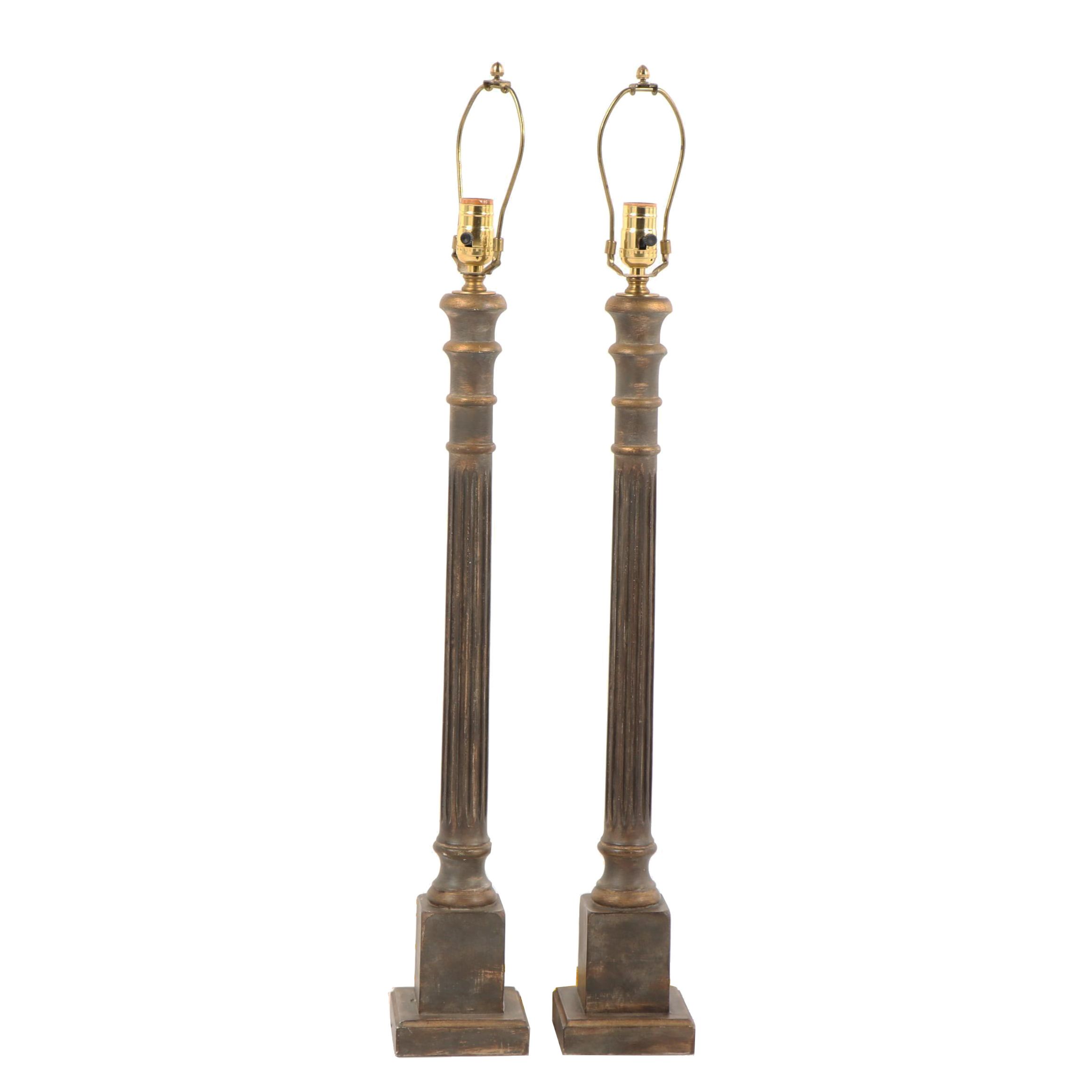 Columnar Table/Buffet Lamps with Gilt Accents