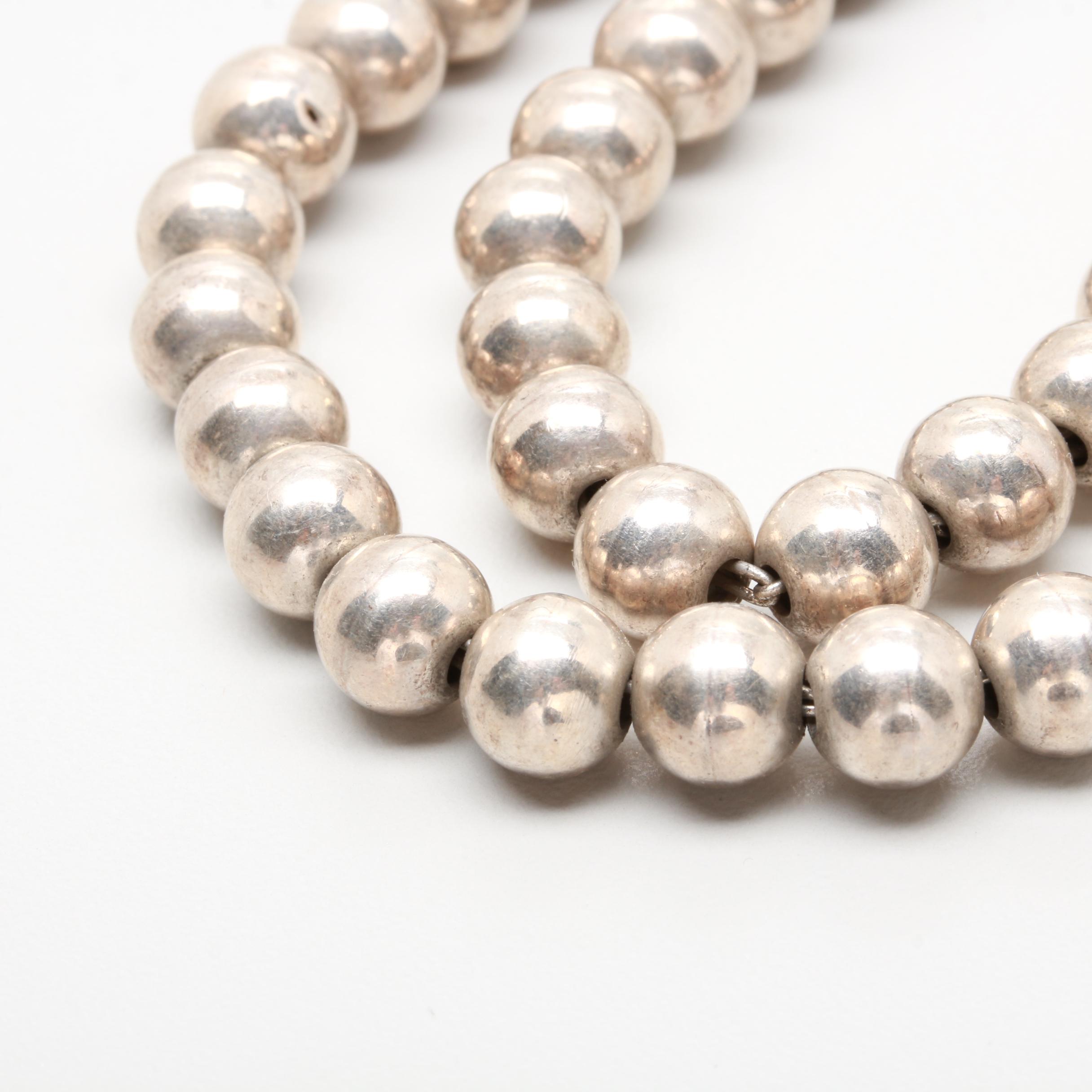 Mexican Sterling Silver Beaded Necklace