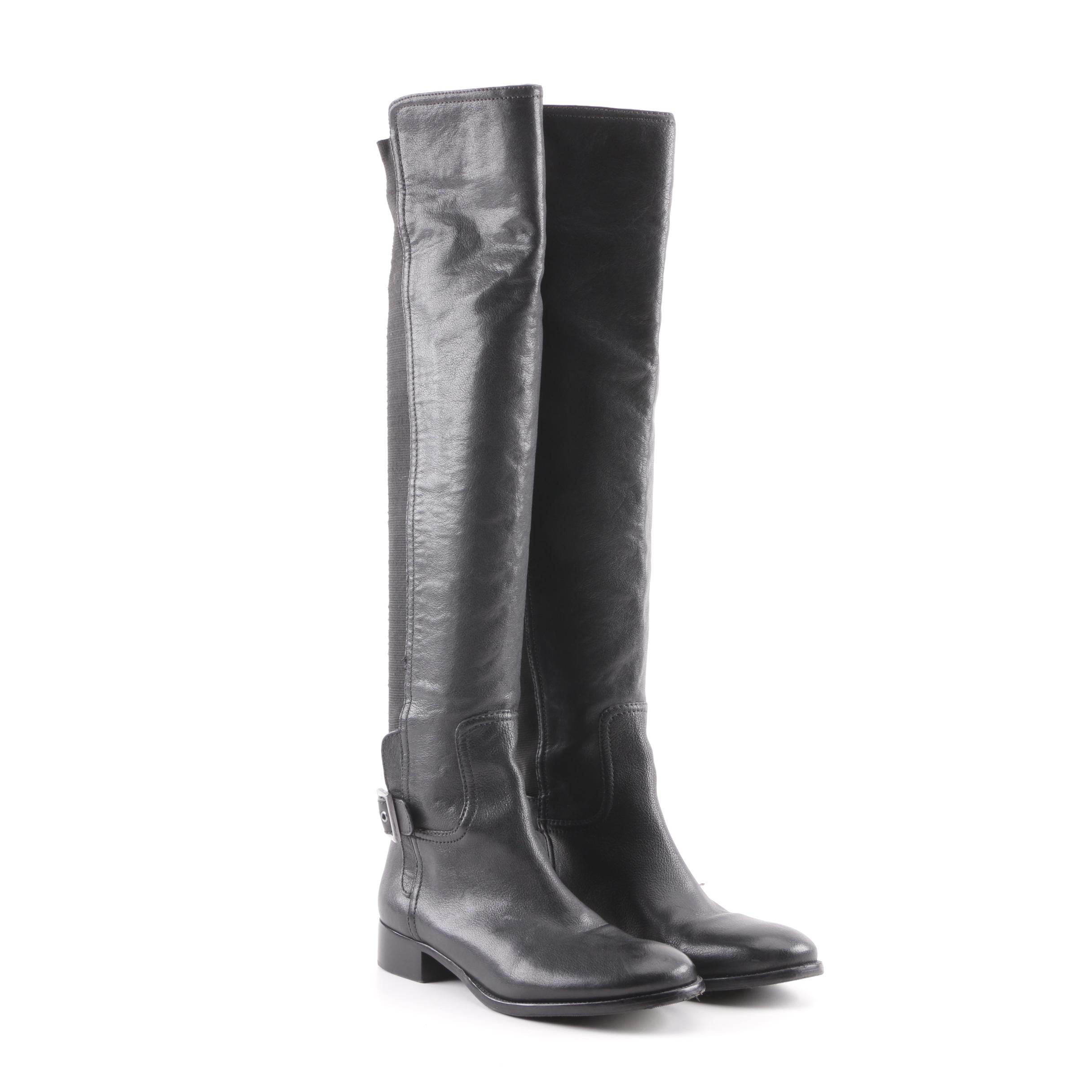 Tory Burch Black Leather Over-the-Knee Boots
