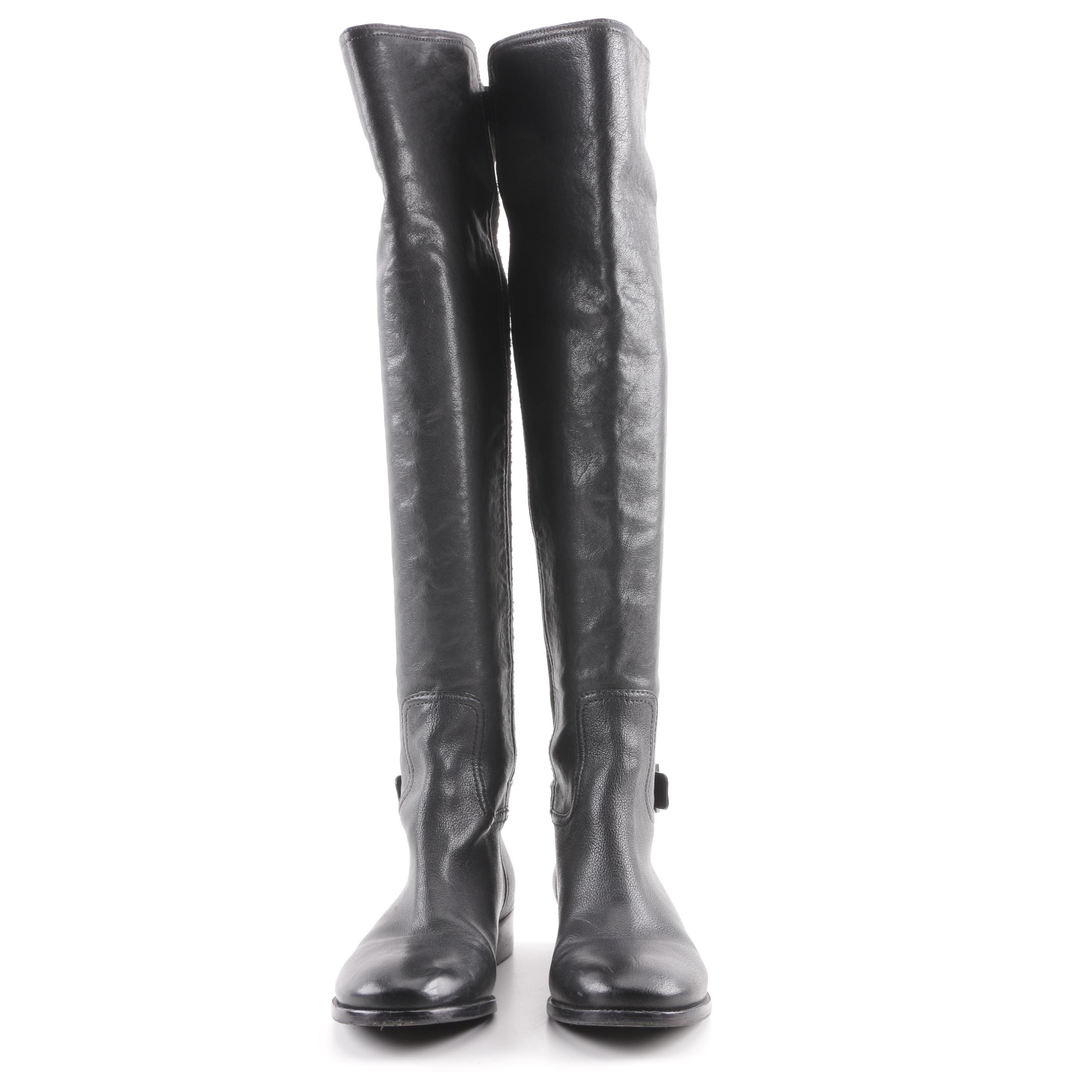 Tory Burch Black Leather Over-the-Knee Boots
