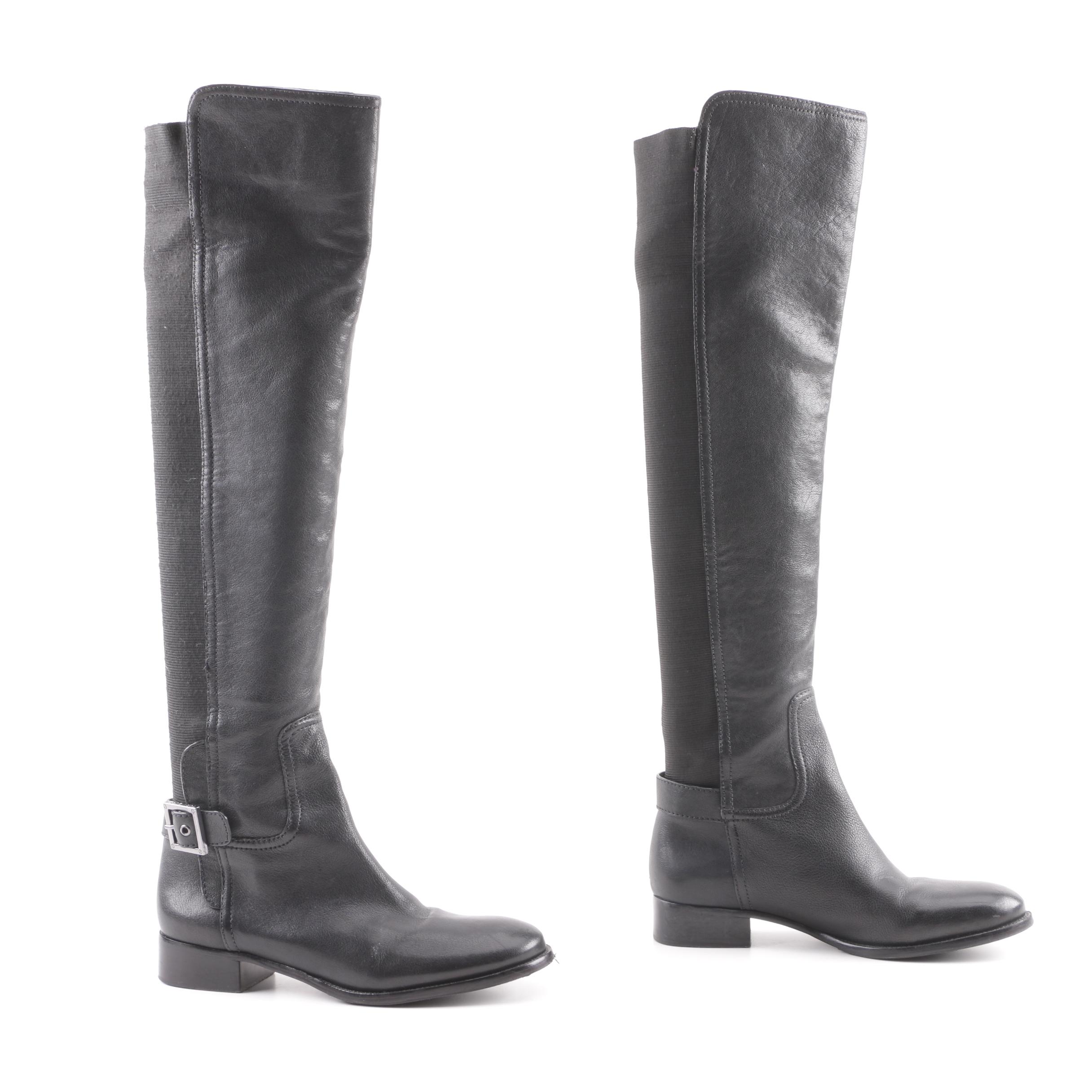 Tory Burch Black Leather Over-the-Knee Boots