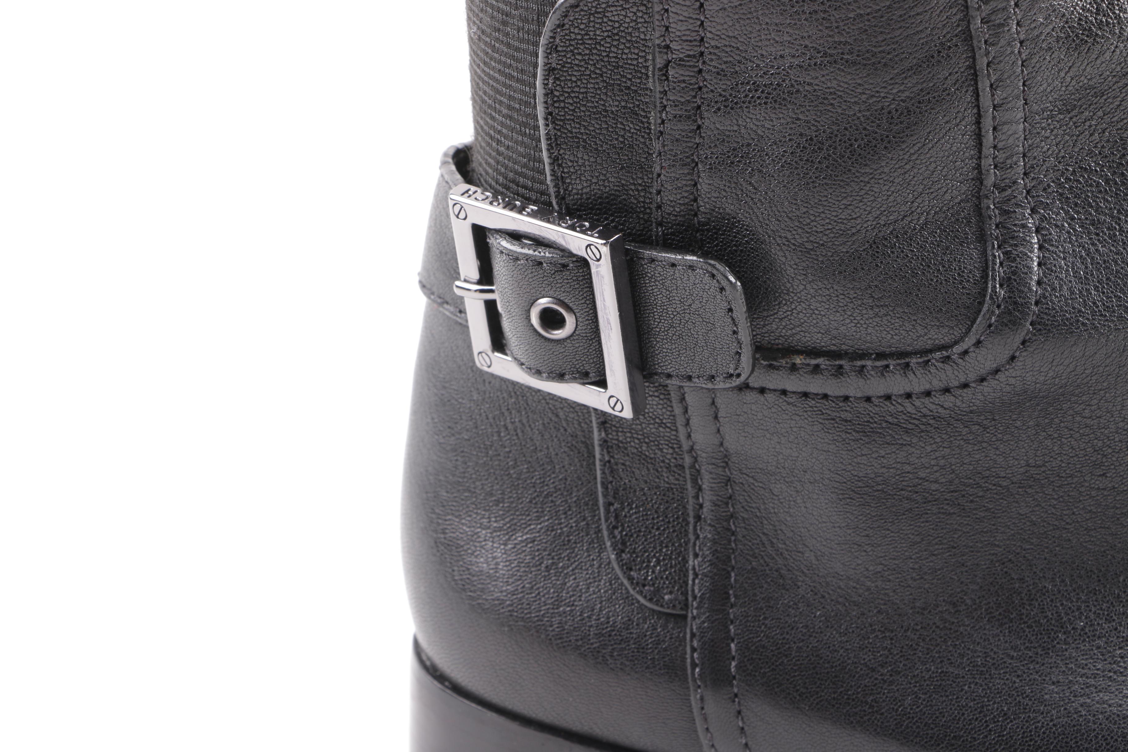 Tory Burch Black Leather Over-the-Knee Boots