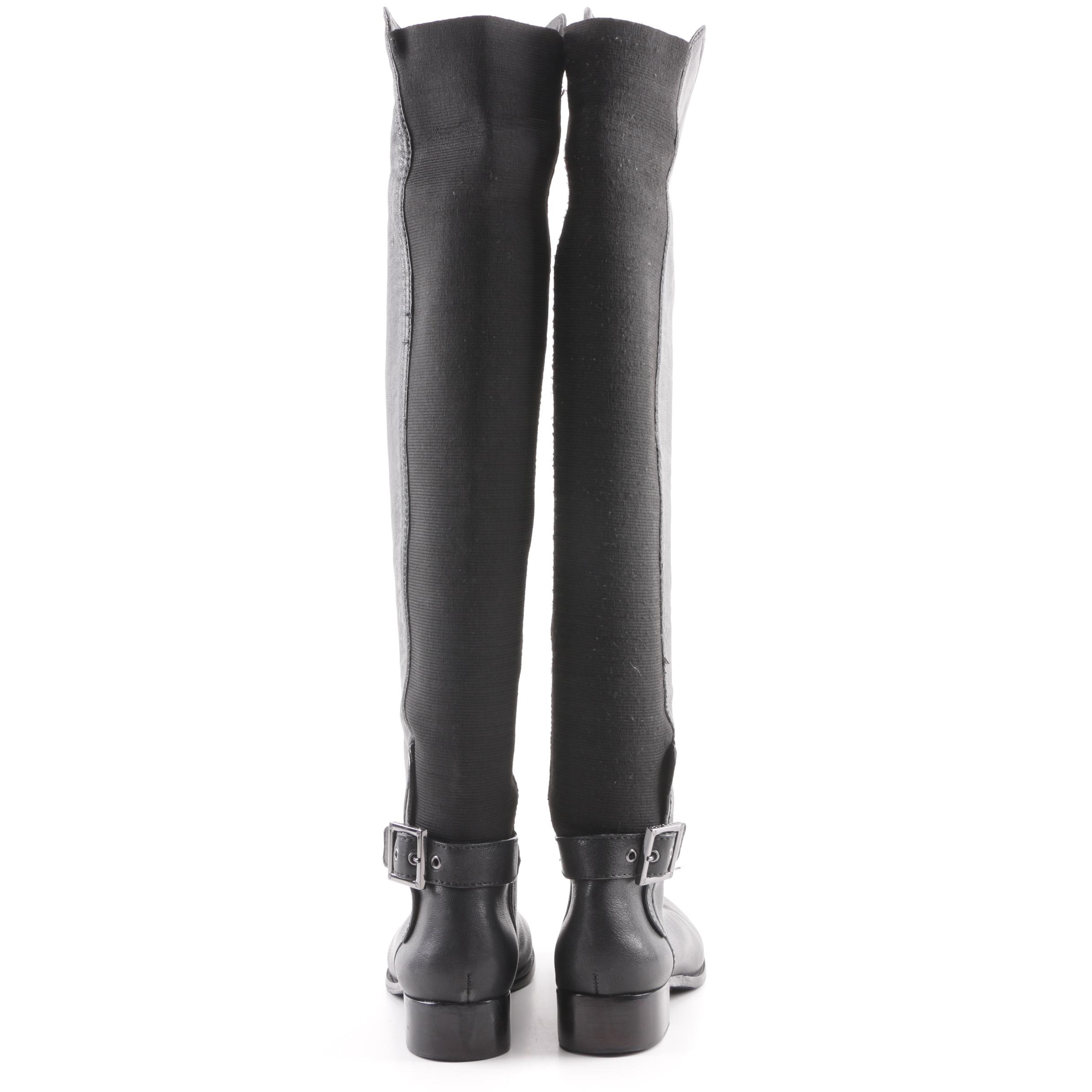 Tory Burch Black Leather Over-the-Knee Boots