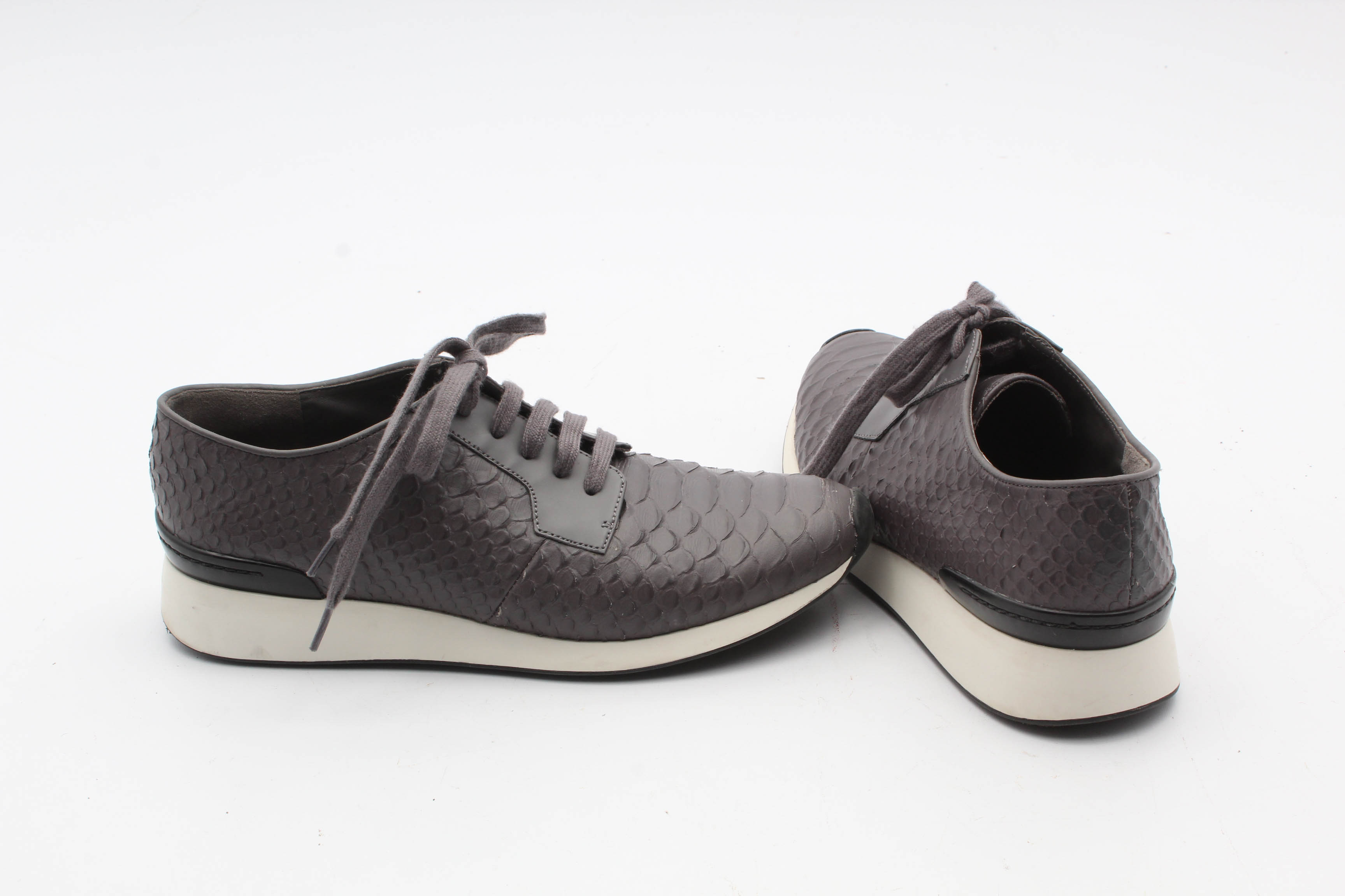 Vince Reptile Textured Grey Leather Shoes