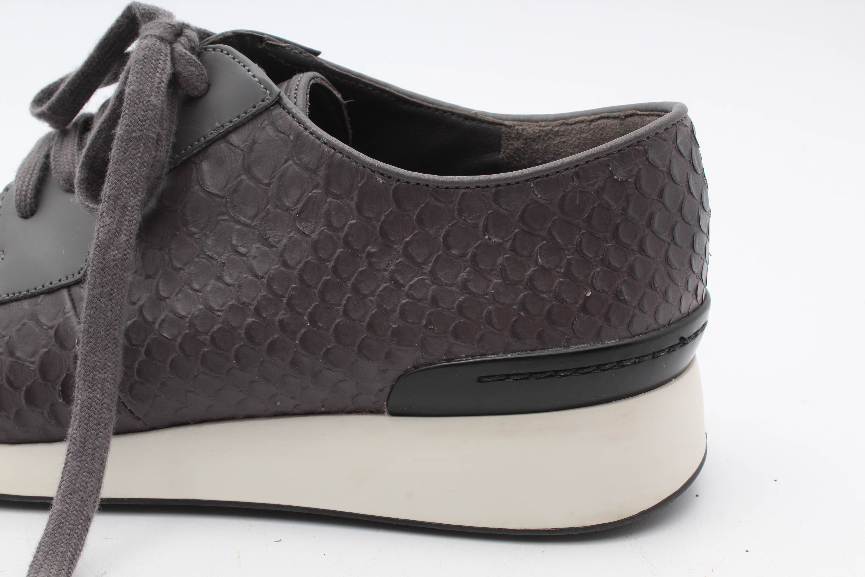Vince Reptile Textured Grey Leather Shoes