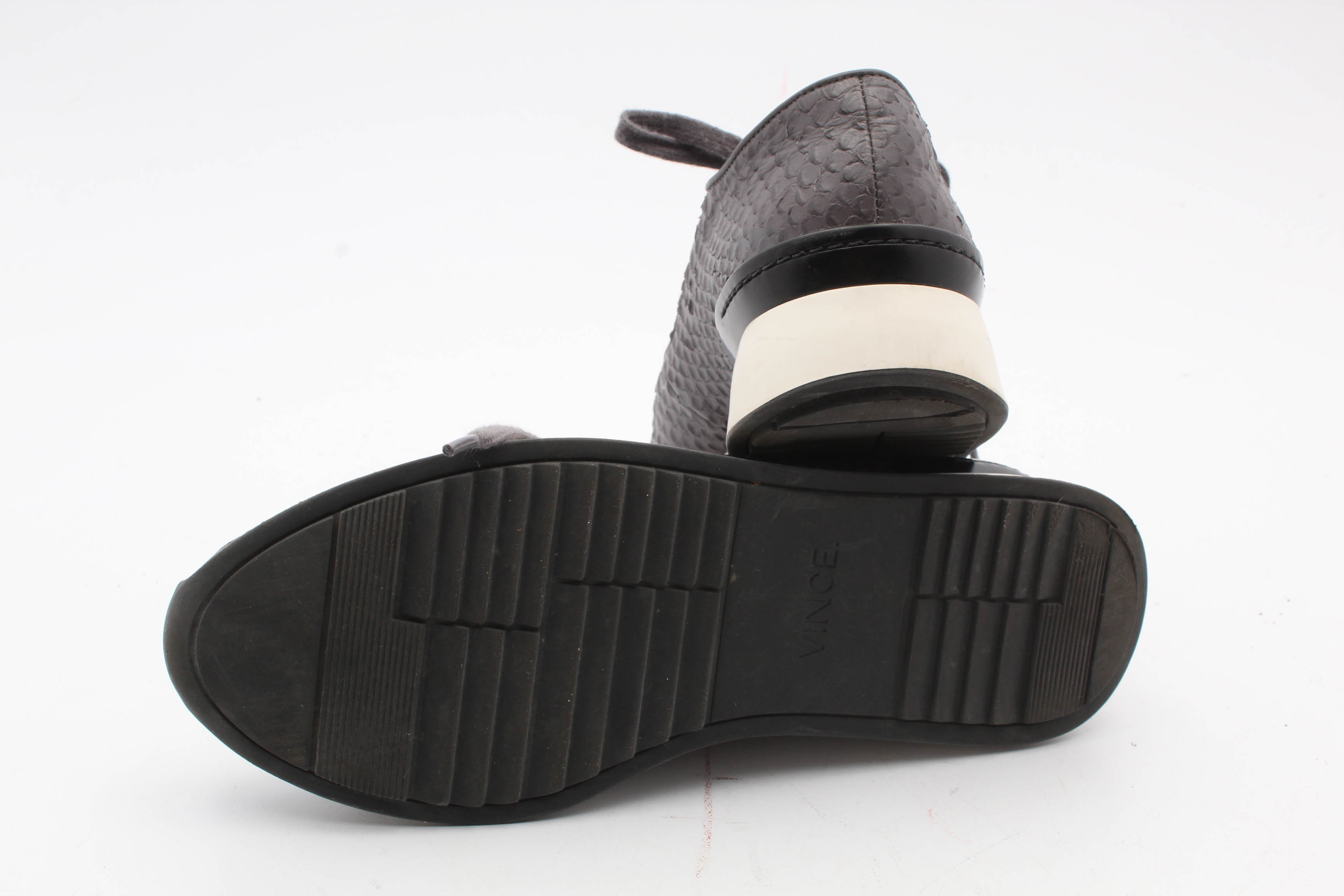Vince Reptile Textured Grey Leather Shoes
