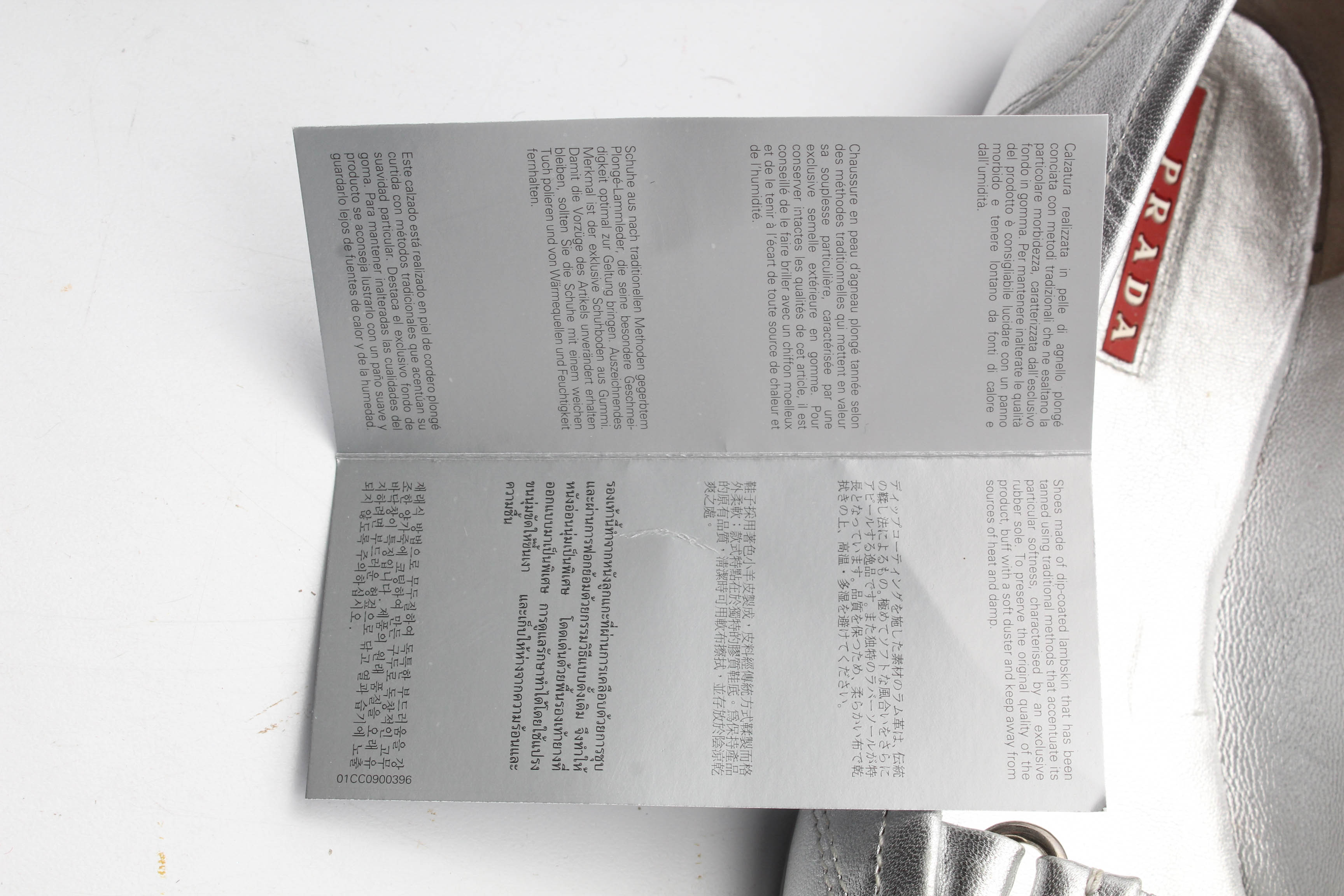 Prada Silver Metallic Leather Flats