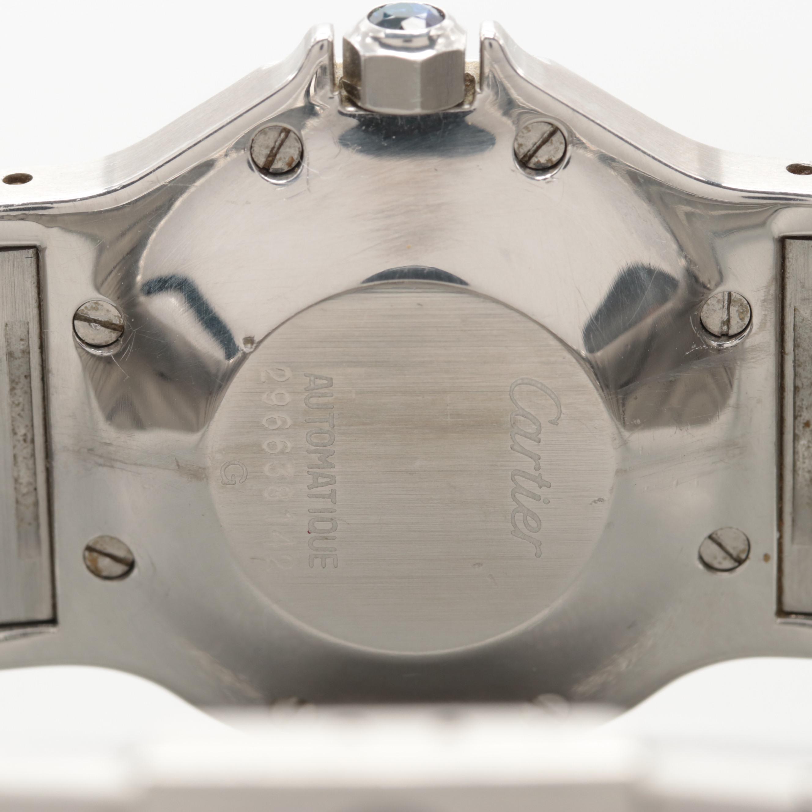 Vintage Cartier Santos Two-Tone Blue Sapphire Automatic Watch