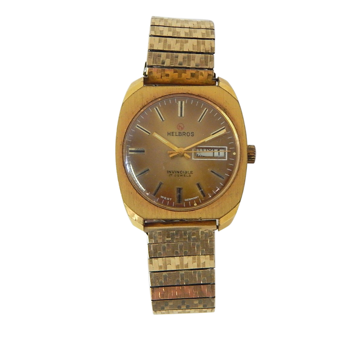 Helbros Invincible 17 Jewel Gold-Tone West Germany Watch - Band Repair