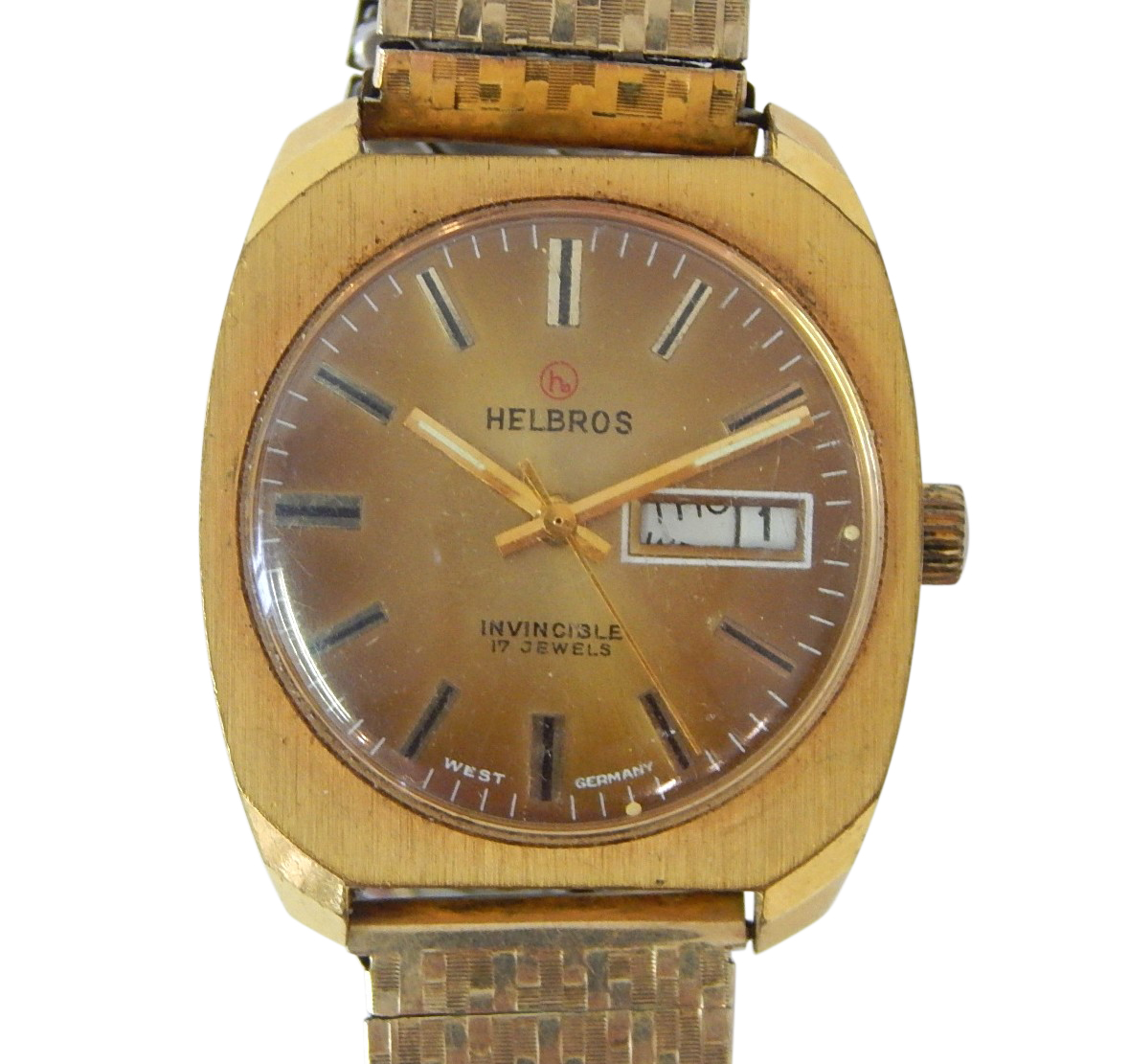 Helbros Invincible 17 Jewel Gold-Tone West Germany Watch - Band Repair