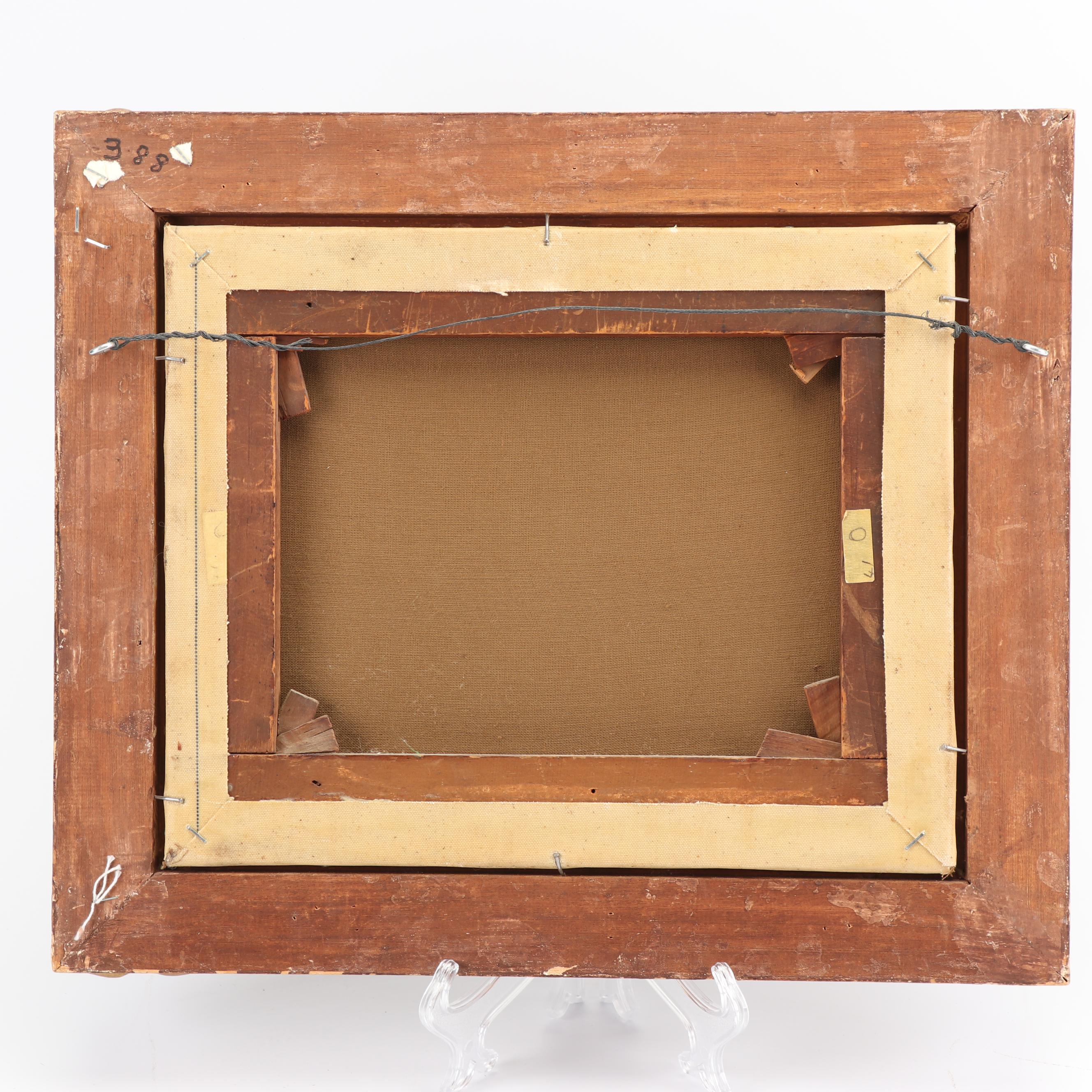 J. Hibbert Oil Painting of Couple in Wine Cellar