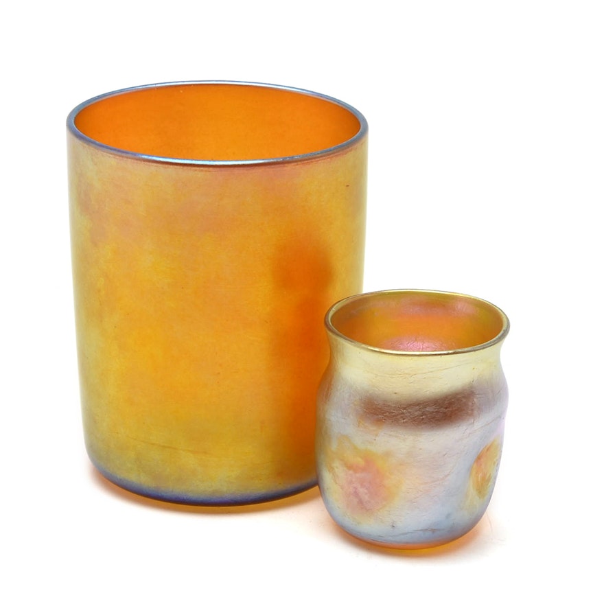 Tiffany Studios Favrile Glass Cup and Cordial