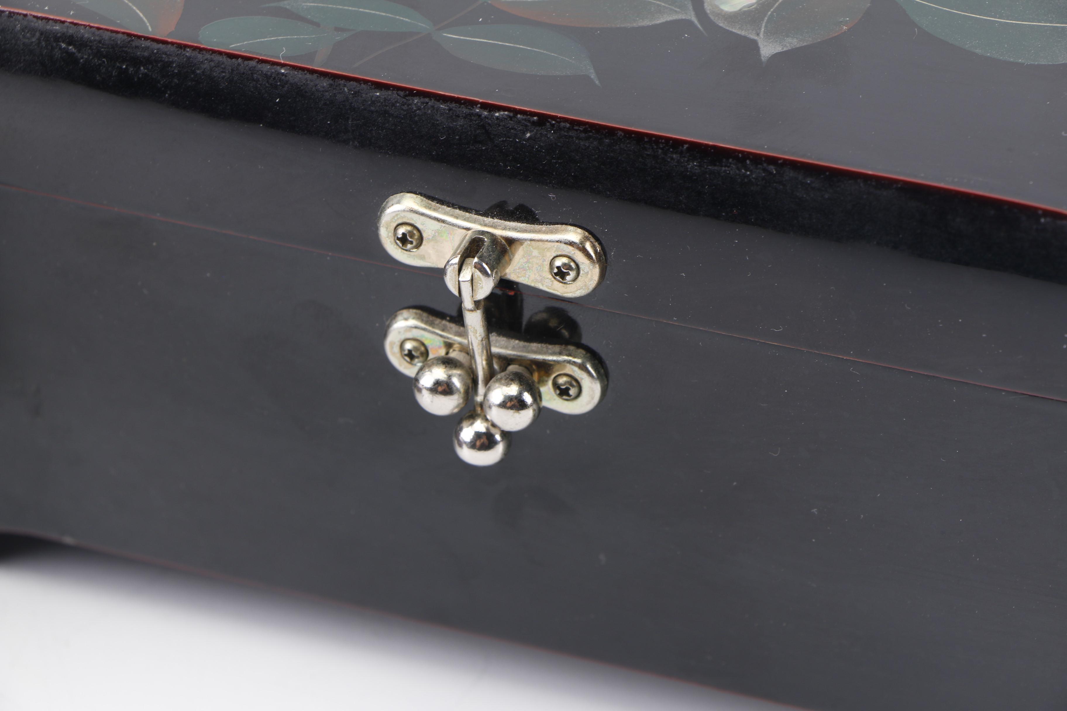 East Asian Mother of Pearl Inlay and Lacquer Jewelry Boxes