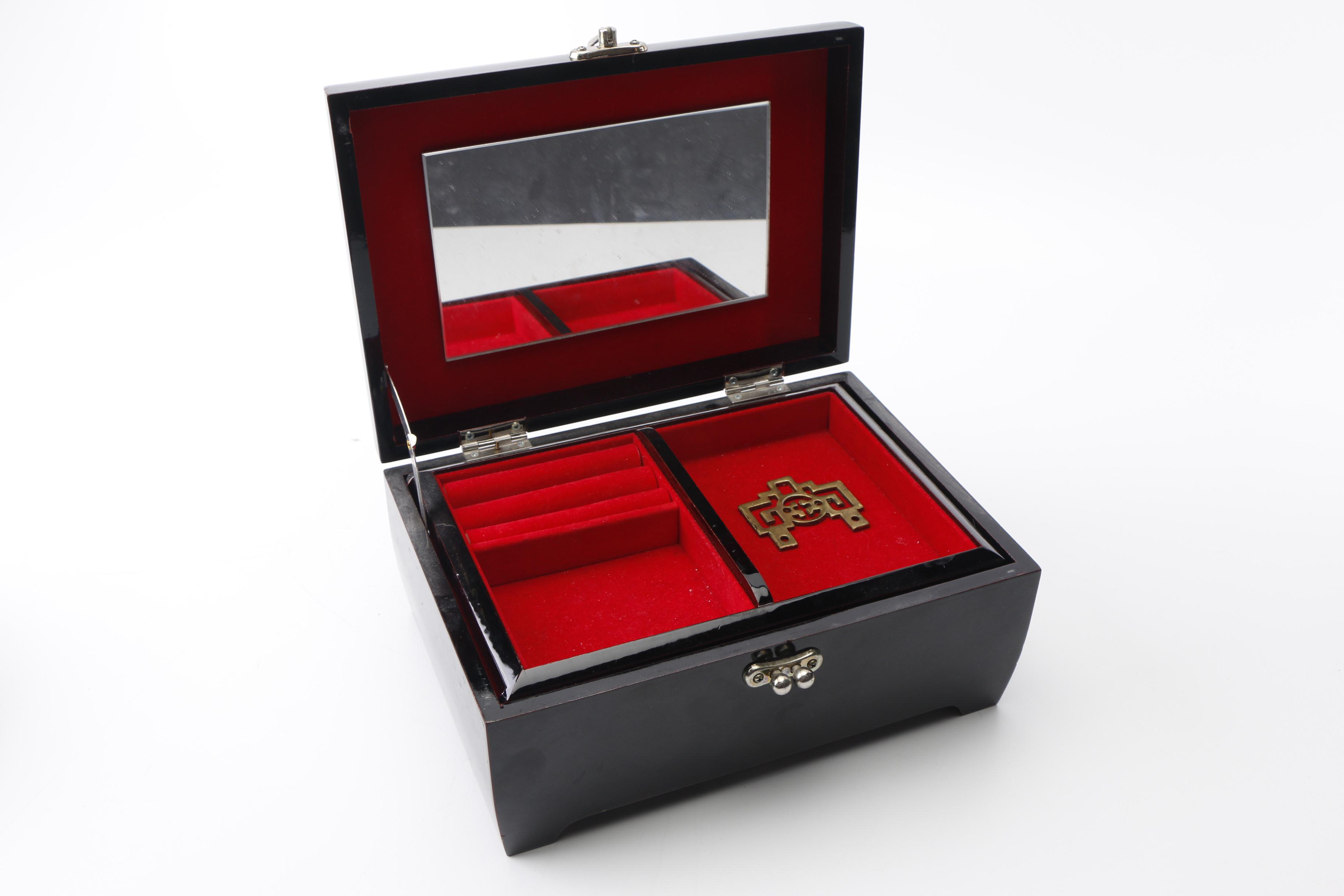 East Asian Mother of Pearl Inlay and Lacquer Jewelry Boxes