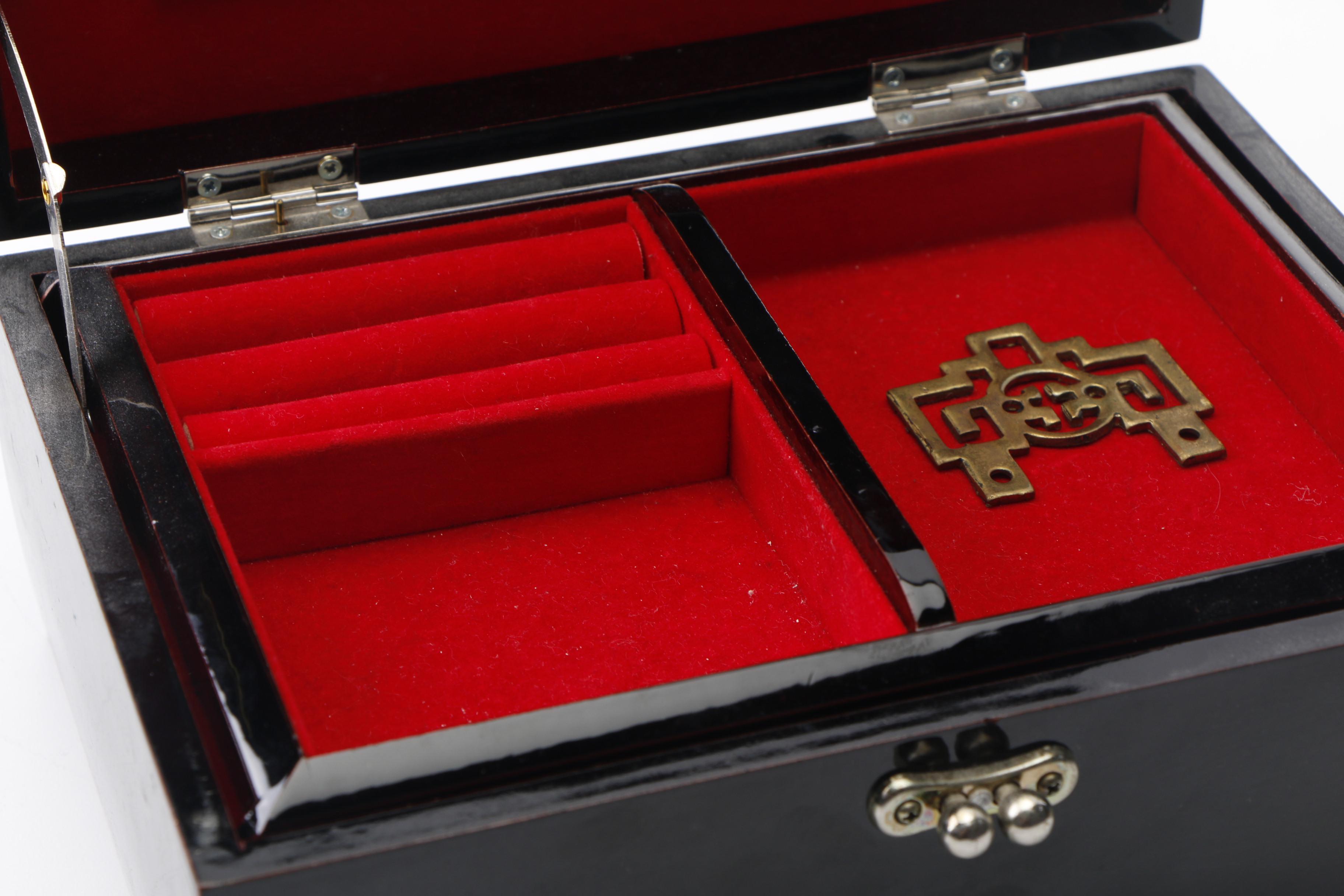 East Asian Mother of Pearl Inlay and Lacquer Jewelry Boxes