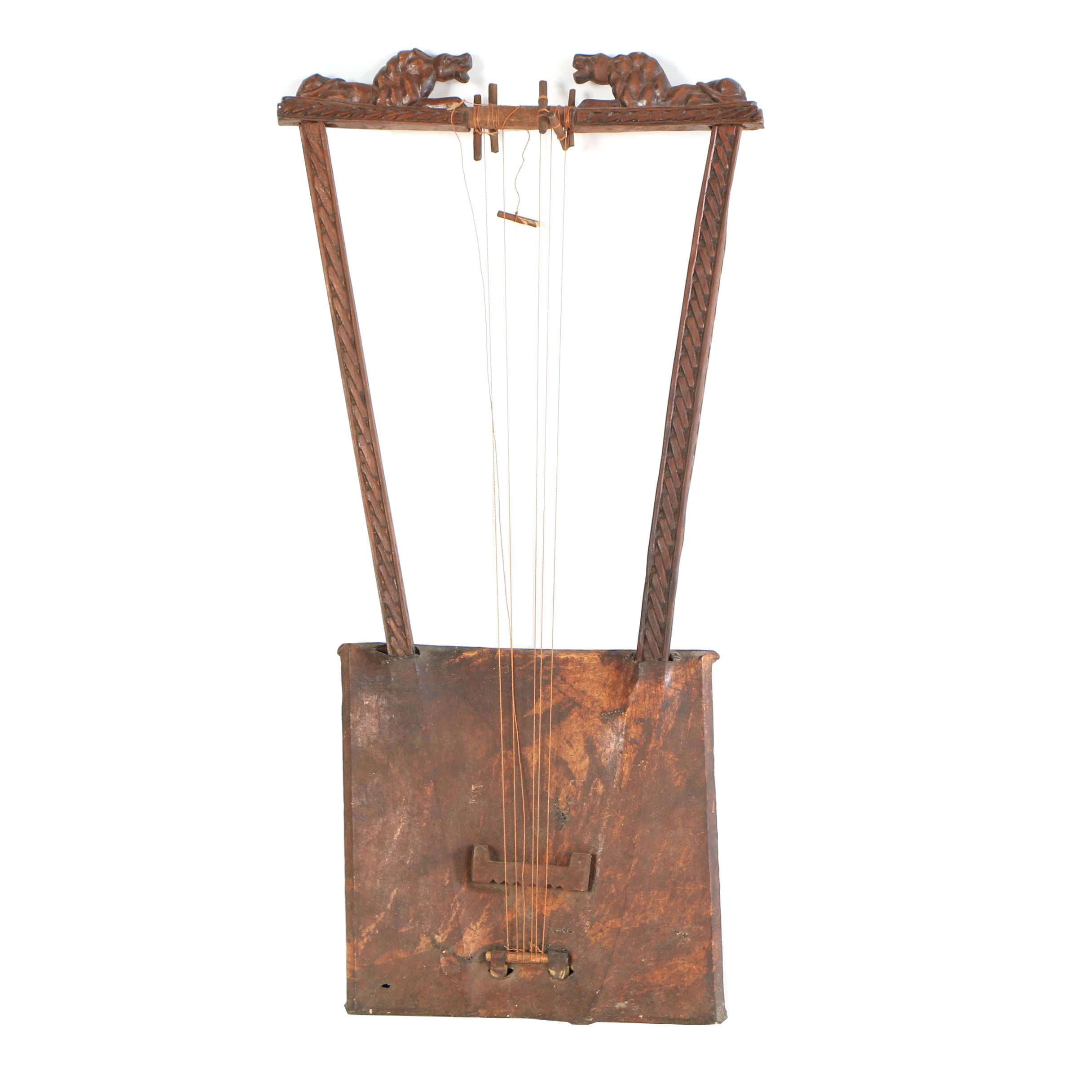 Handmade Wood and Hide Kenyan Nyatiti Lyre