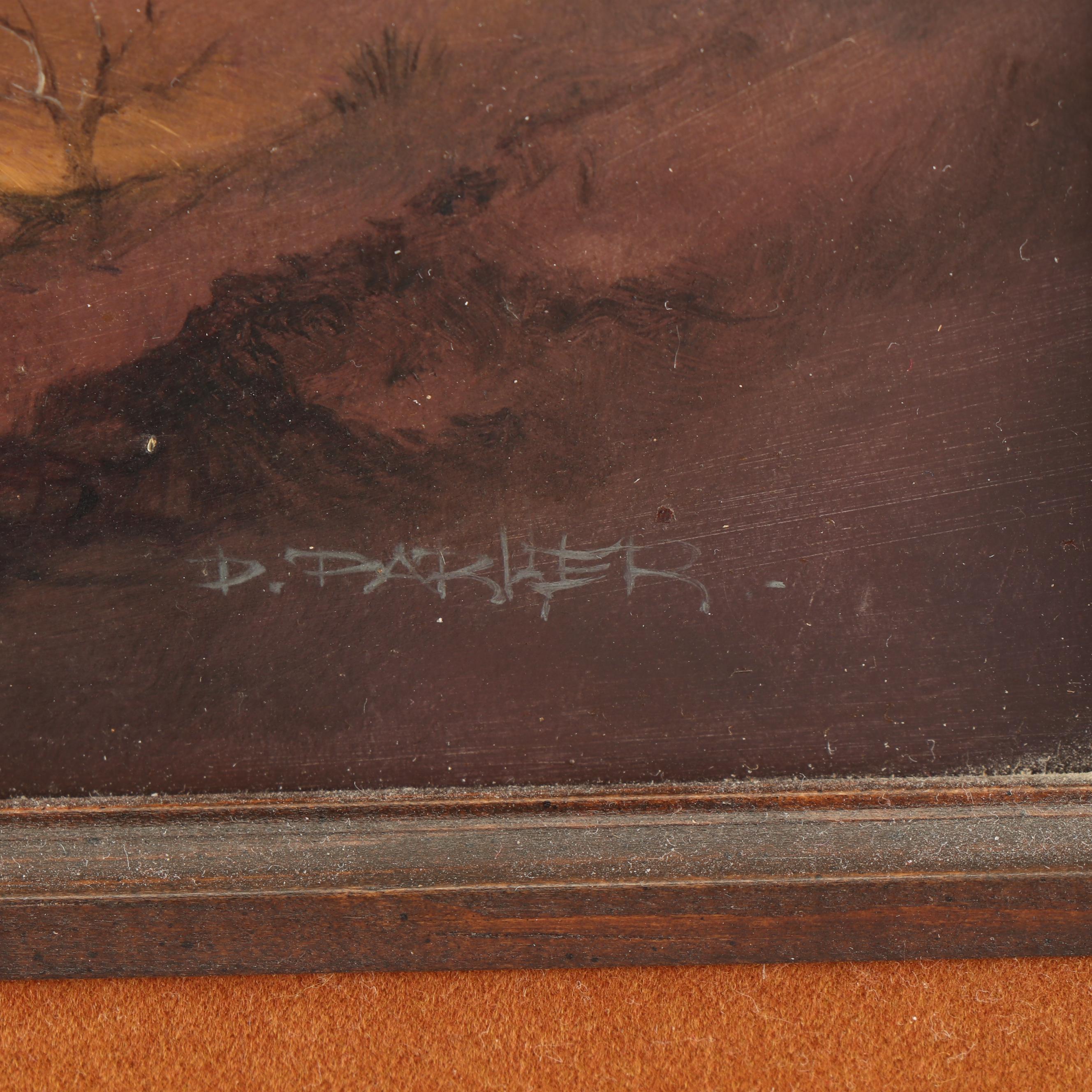 D.R. Parker Western Landscape with Rider Oil Painting