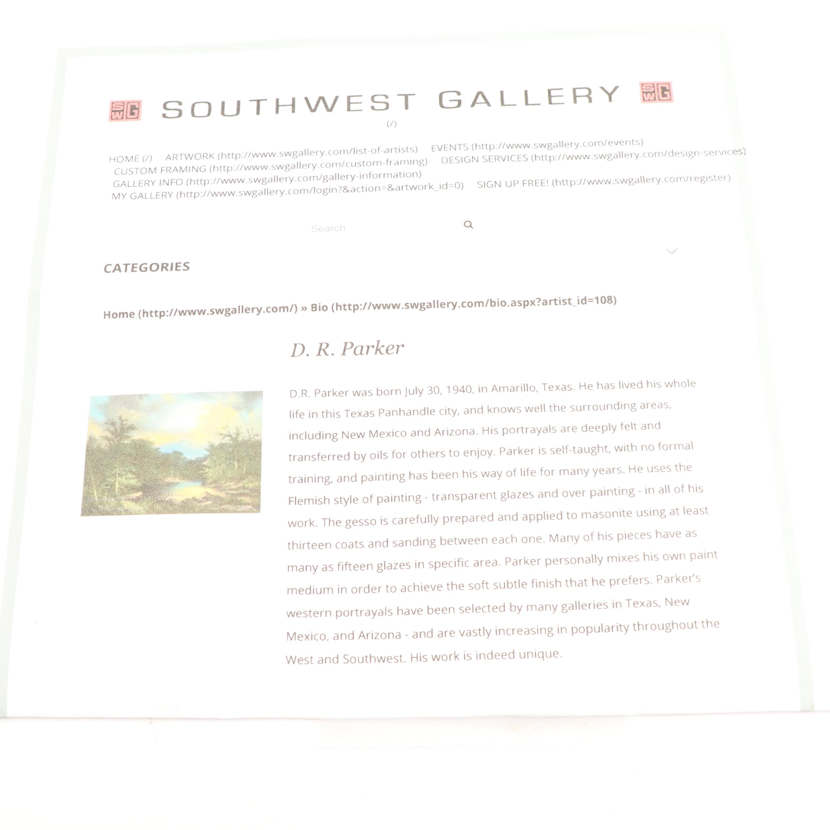 D.R. Parker Western Landscape with Rider Oil Painting