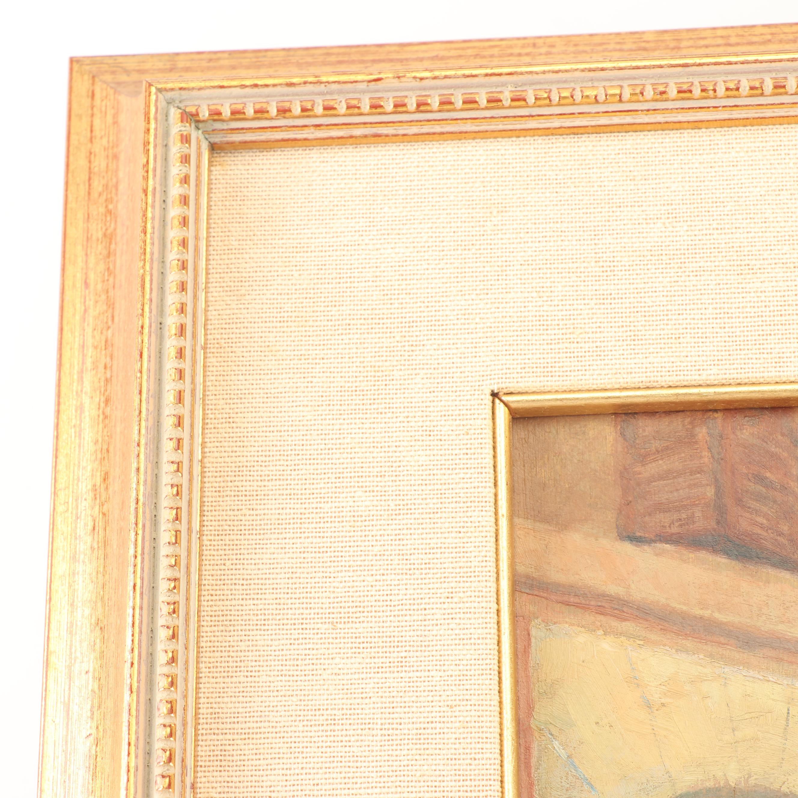 Vintage Oil Painting of Street Cafe Scene