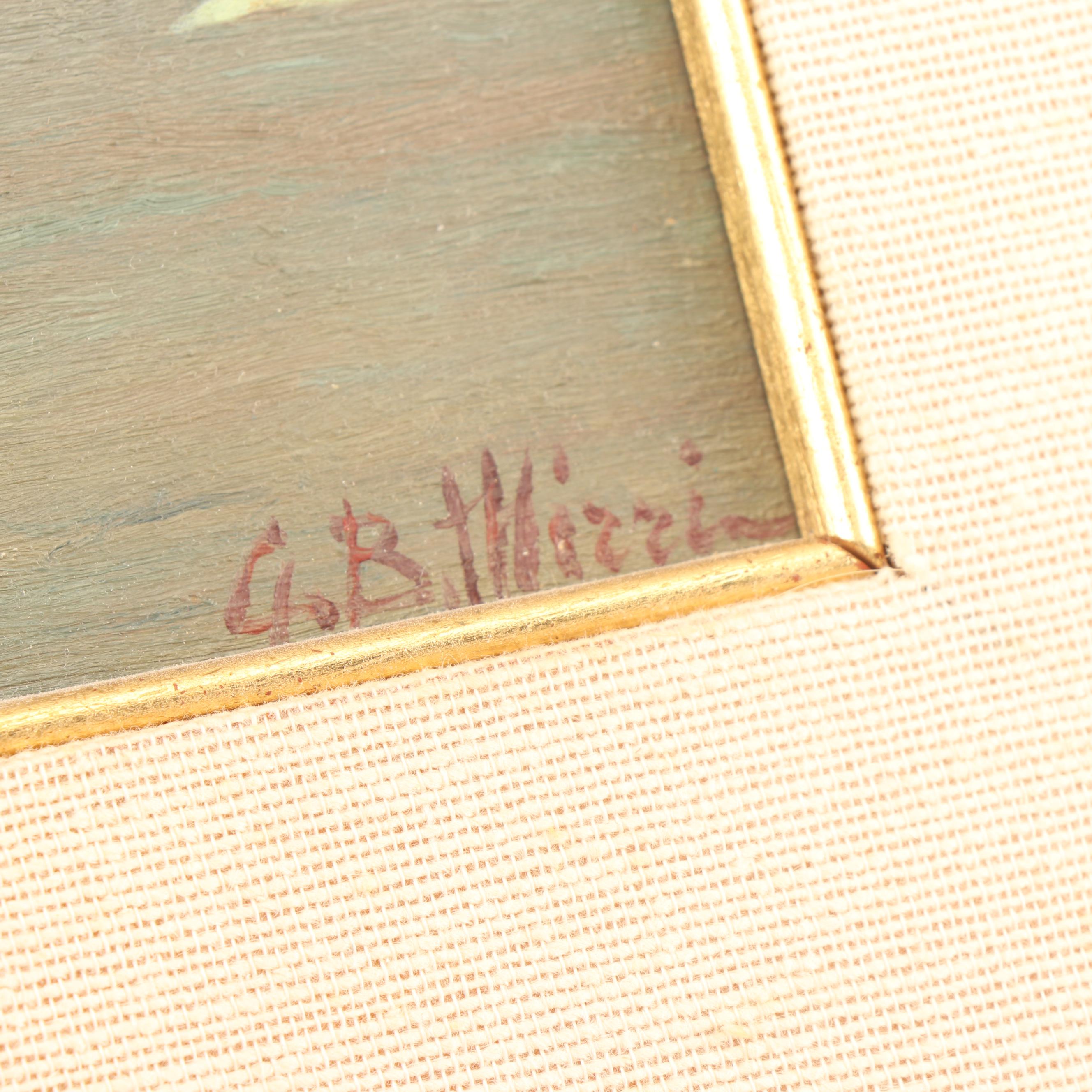 Vintage Oil Painting of Street Cafe Scene