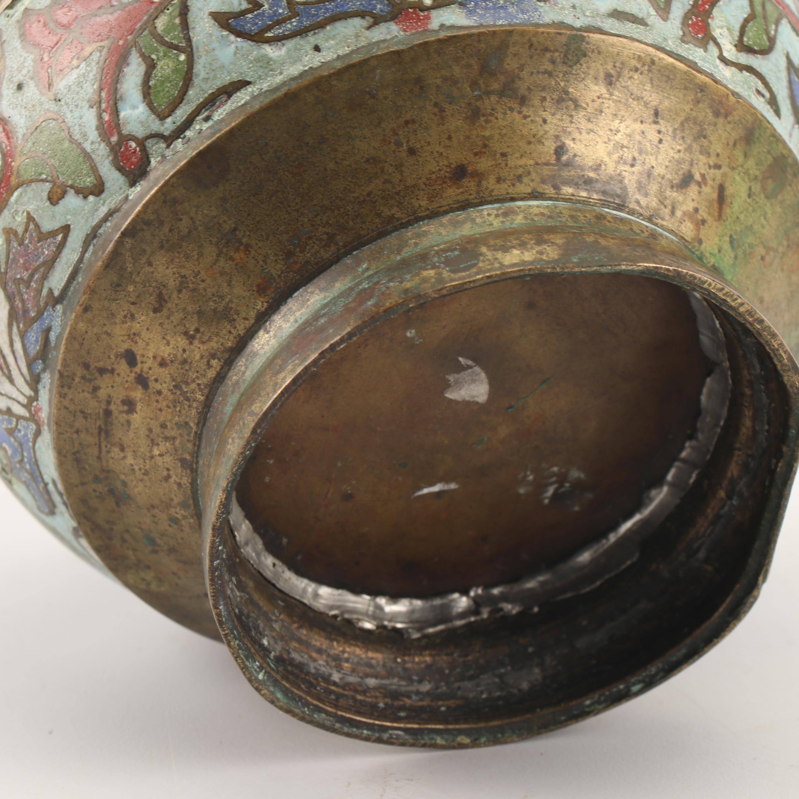 Cloisonné Brass Footed Bowl