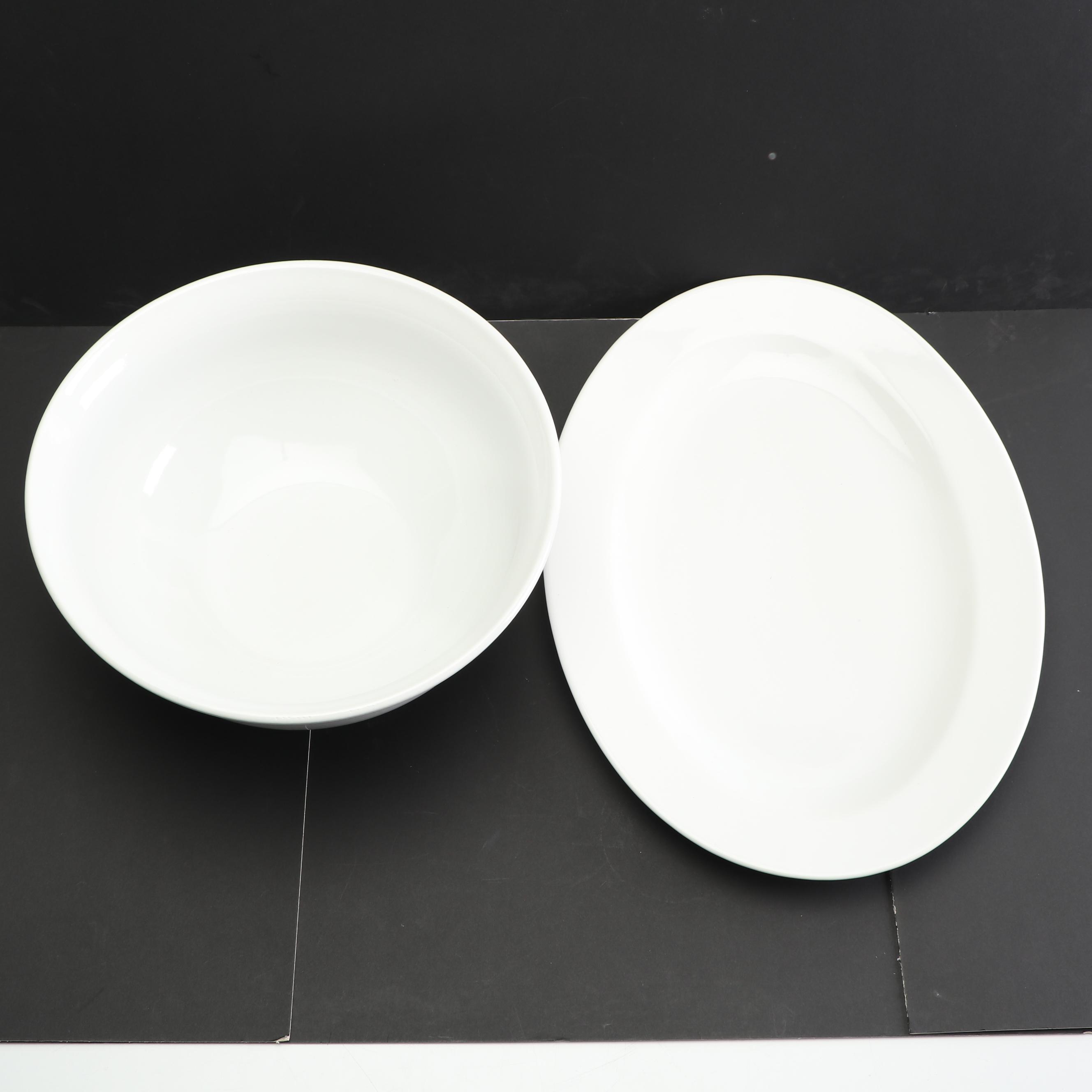 Contemporary White Porcelain Serveware featuring Threshold
