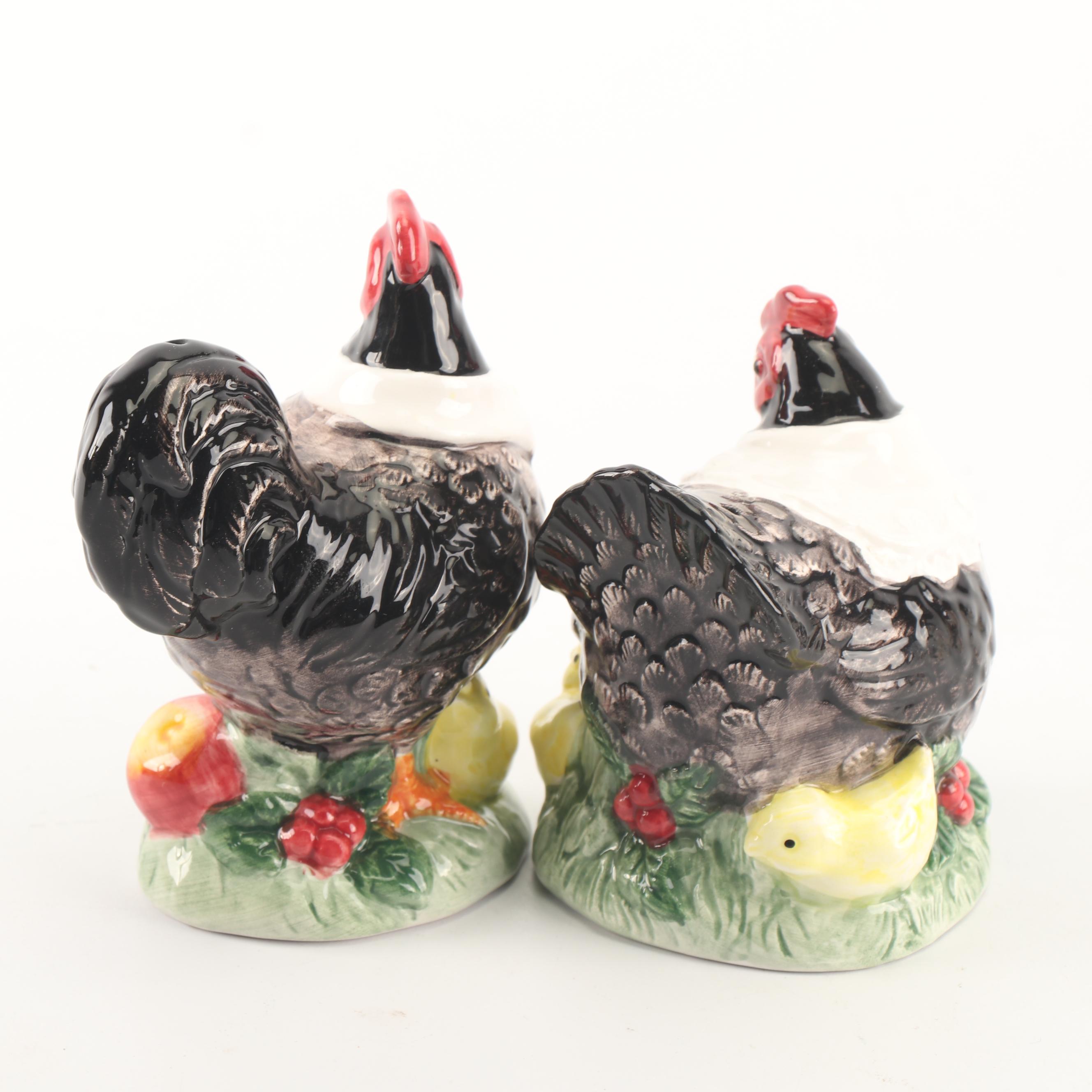 Fitz & Floyd "Thanksgiving Banquet" Jugs, Butter Dish, And Salt Shakers