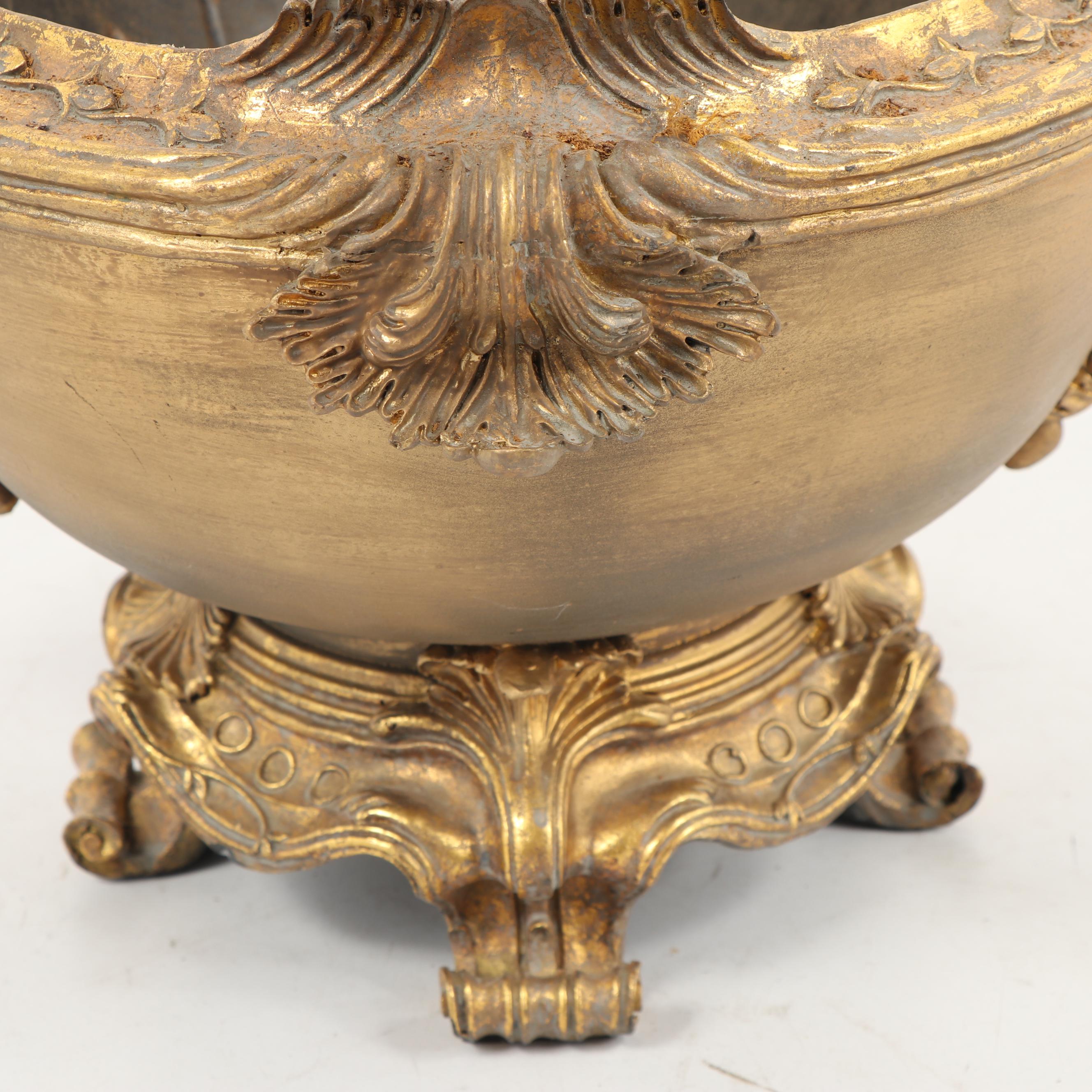 Contemporary Gold Painted Urn with Faux Orchid Floral Arrangement