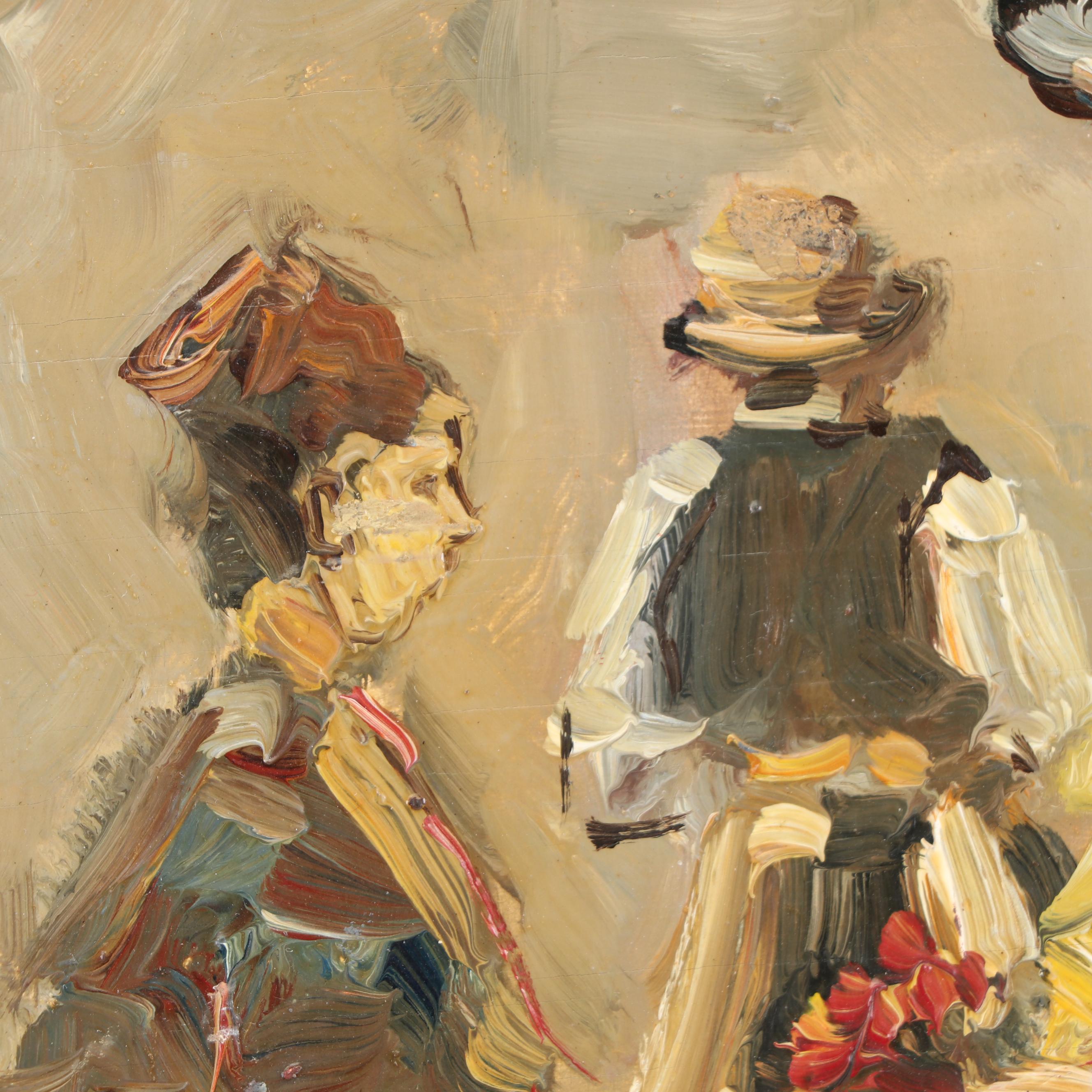 19th Century Oil Paintings of Flower Vendors