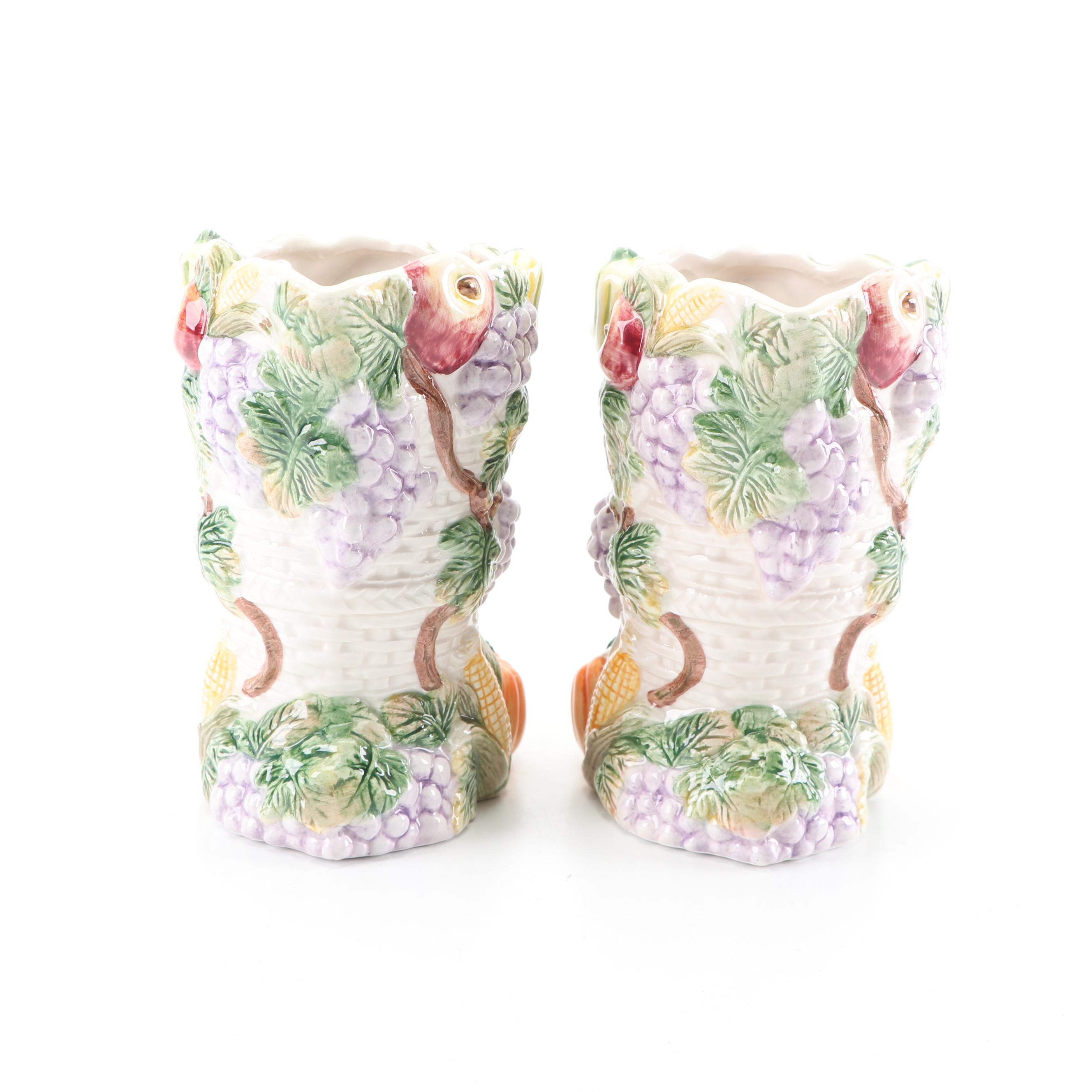 Fitz and Floyd Harvest Themed Cornucopia Pitchers