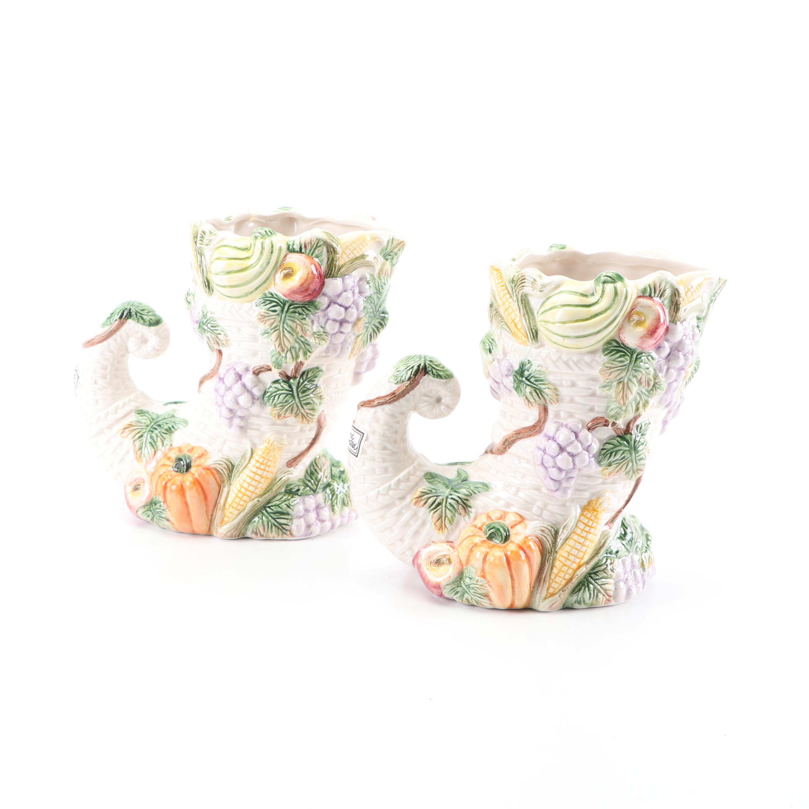 Fitz and Floyd Harvest Themed Cornucopia Pitchers