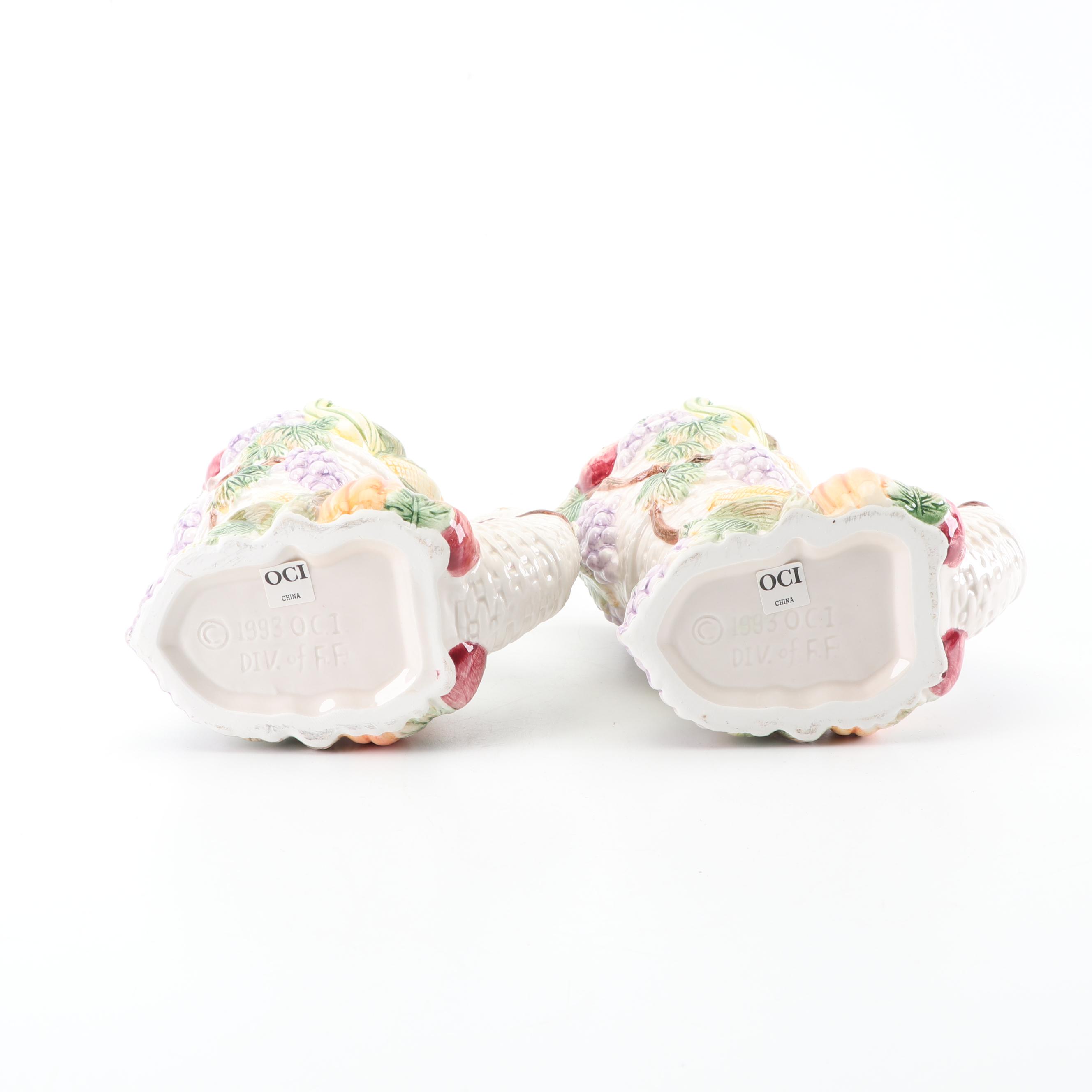 Fitz and Floyd Harvest Themed Cornucopia Pitchers