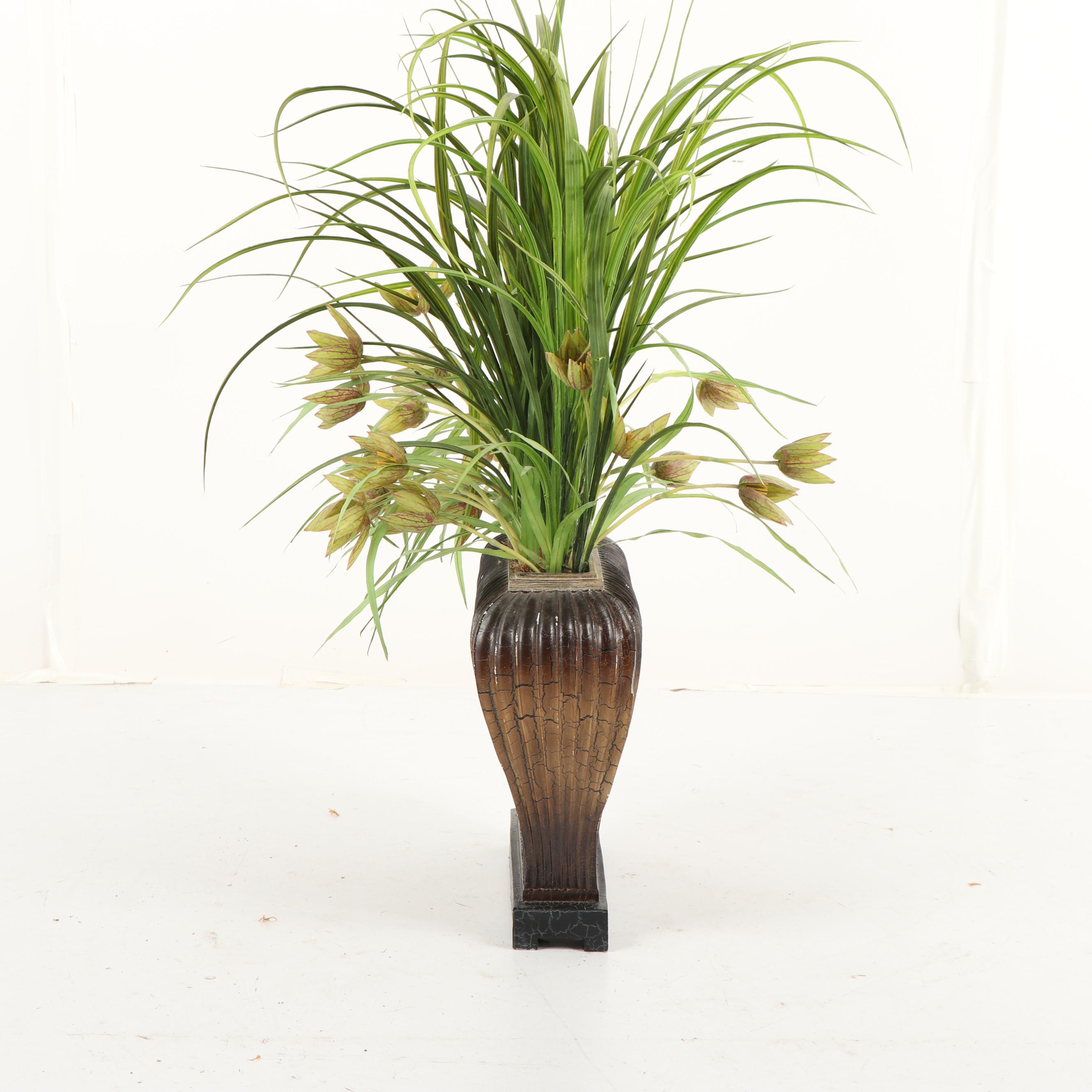 Textured Planter with Artificial Crocus Floral Arrangement
