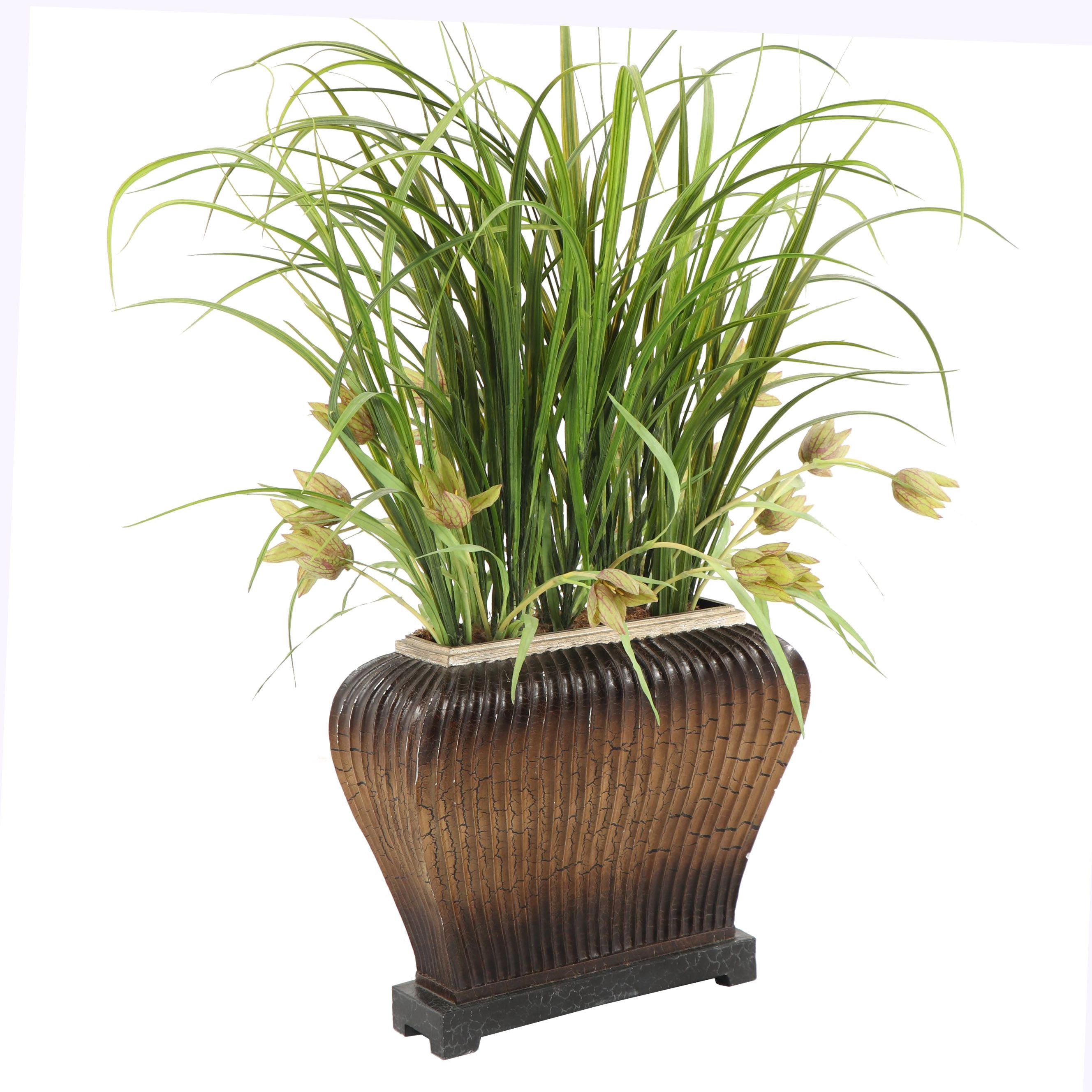 Textured Planter with Artificial Crocus Floral Arrangement