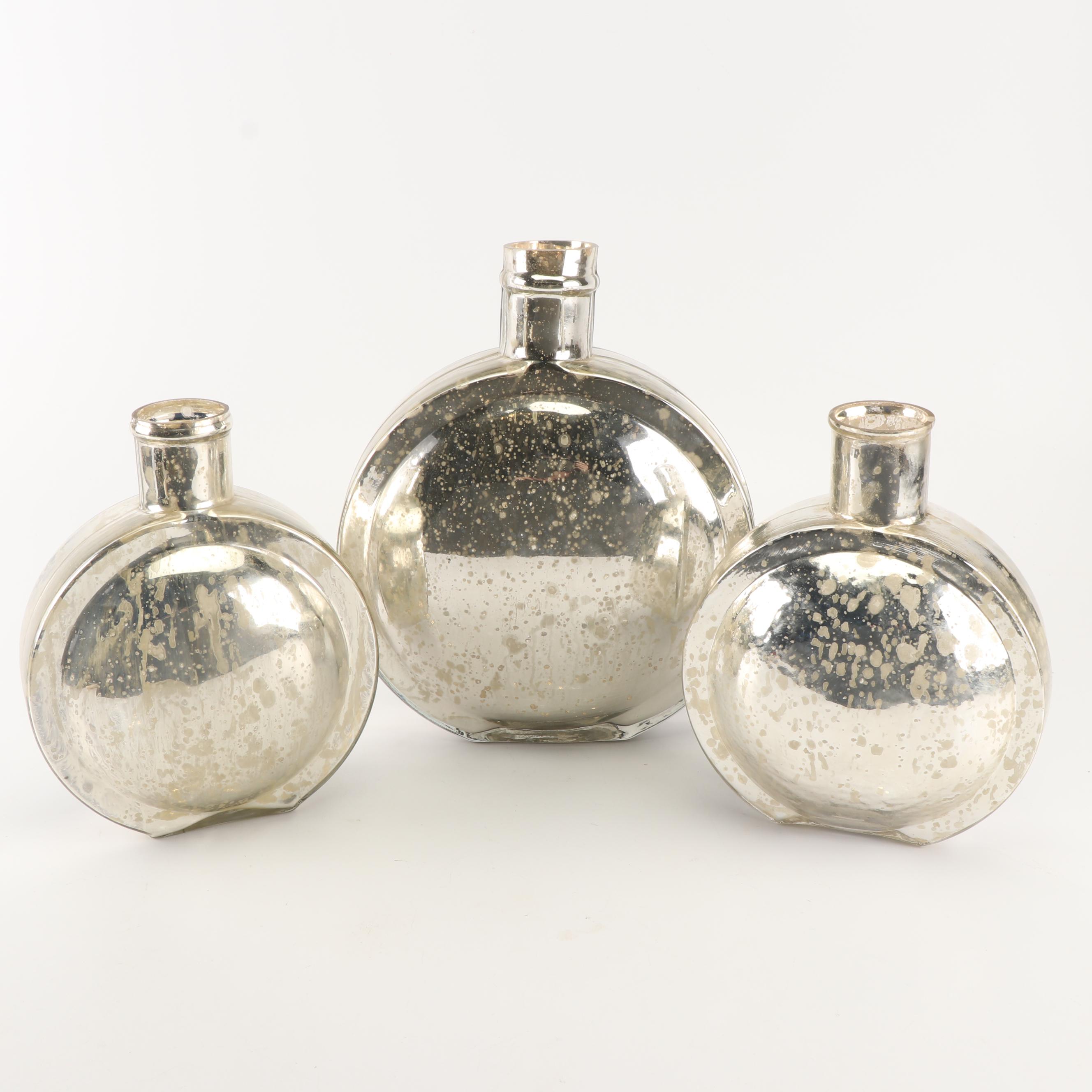 Mercury Glass Style Decorative Bottles