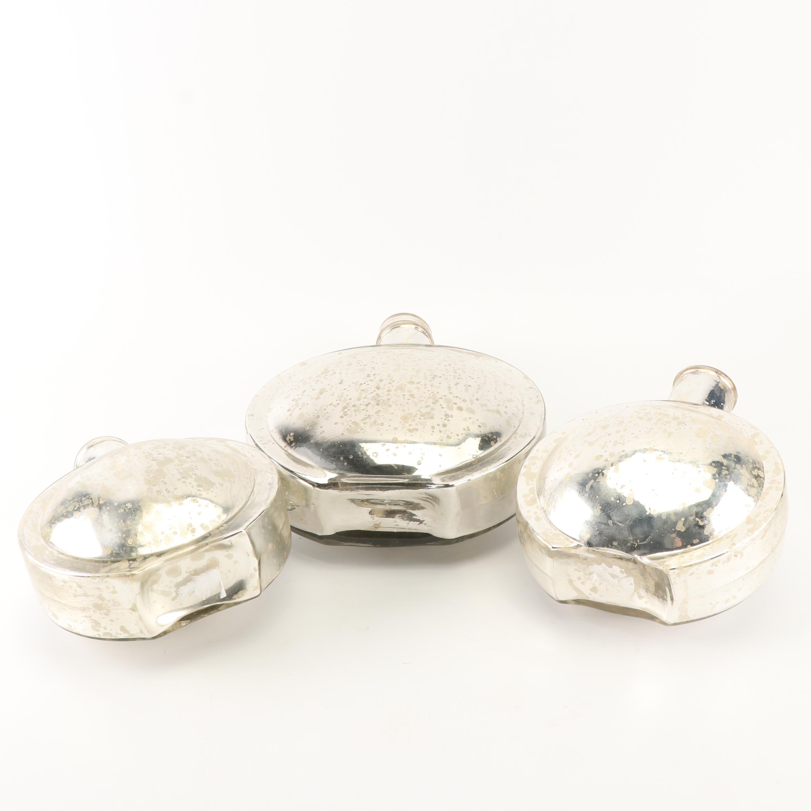 Mercury Glass Style Decorative Bottles