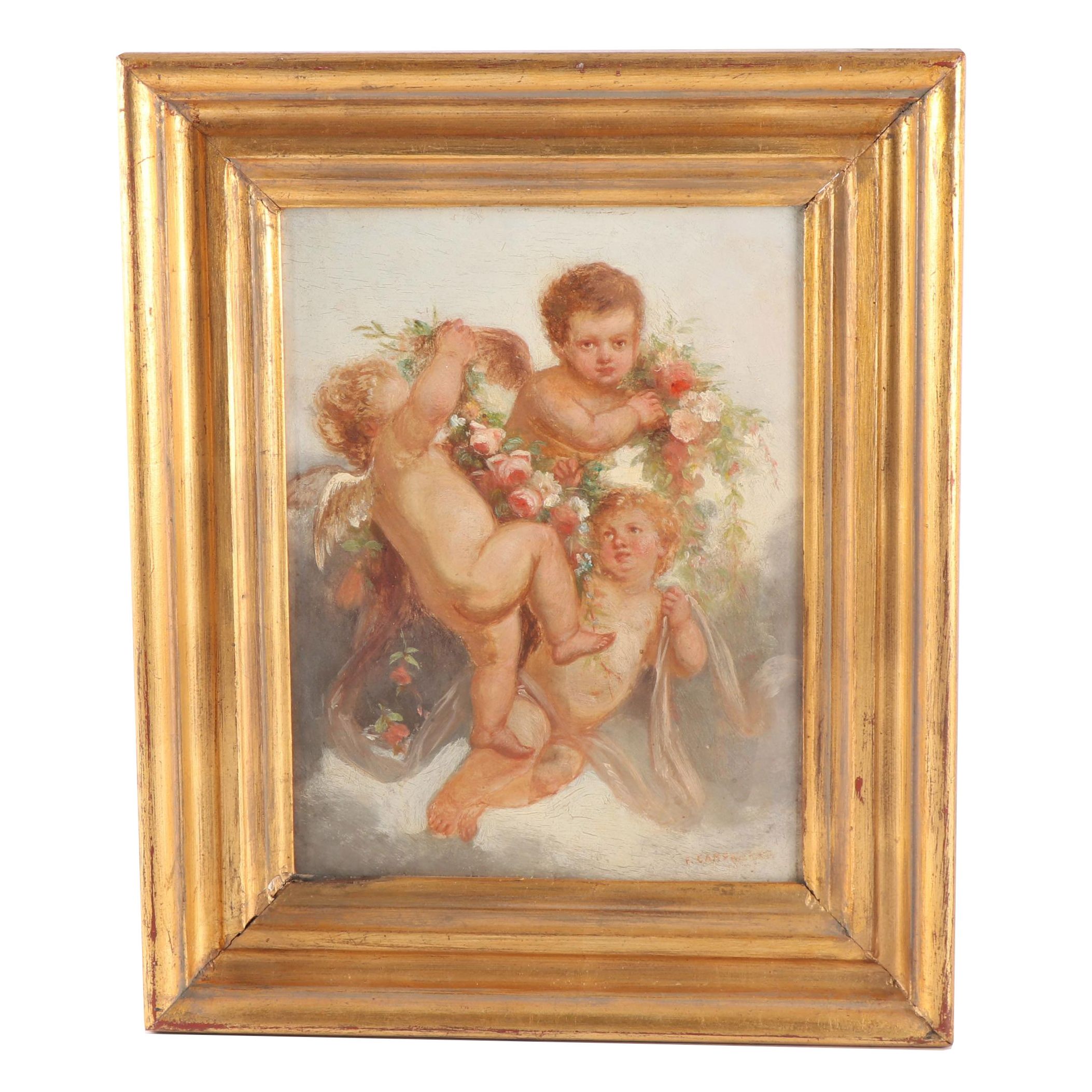 F. Cary Oil Painting of Cherubs