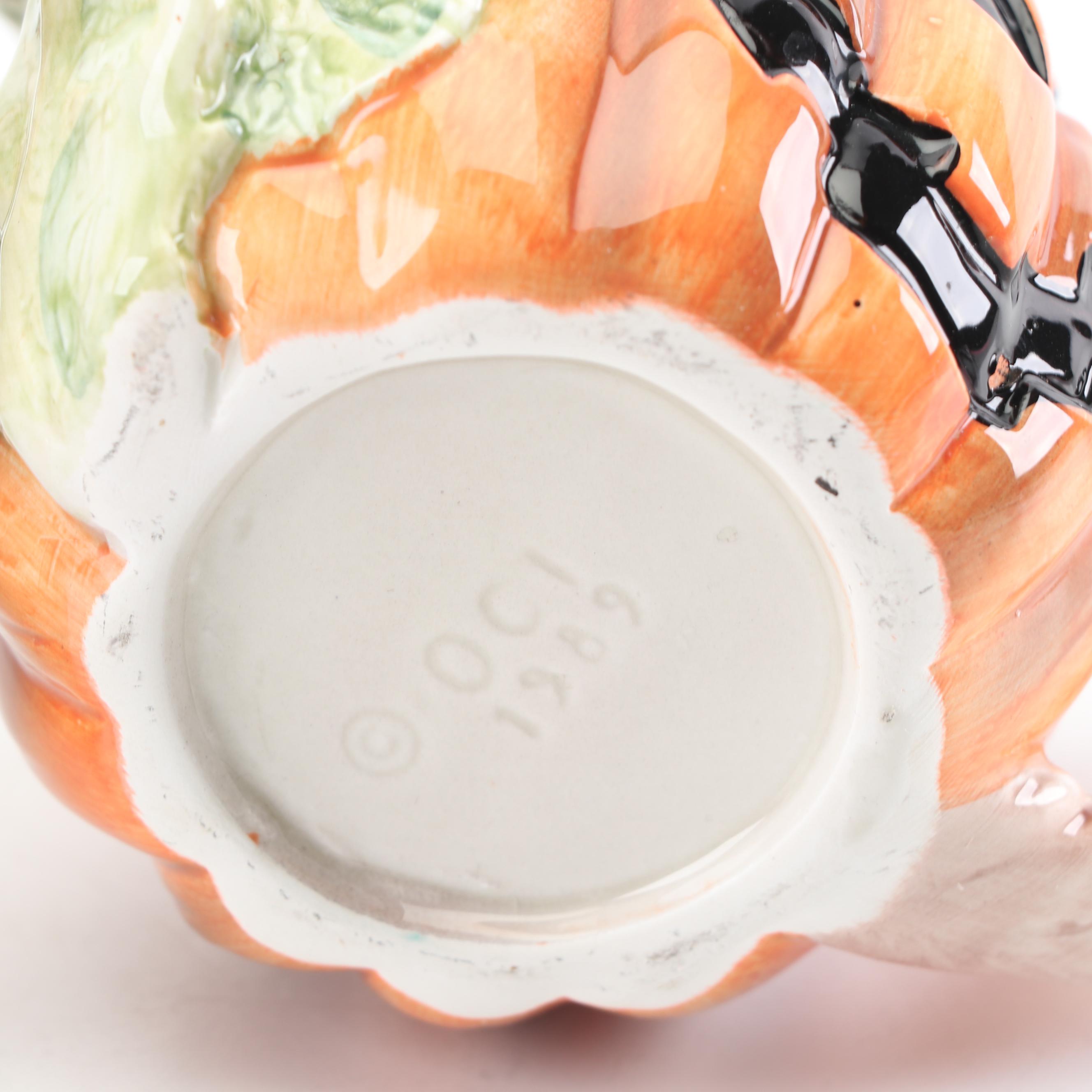 Fitz and Floyd Haunted House Cookie Jar and Jack 'O Lantern Pitcher