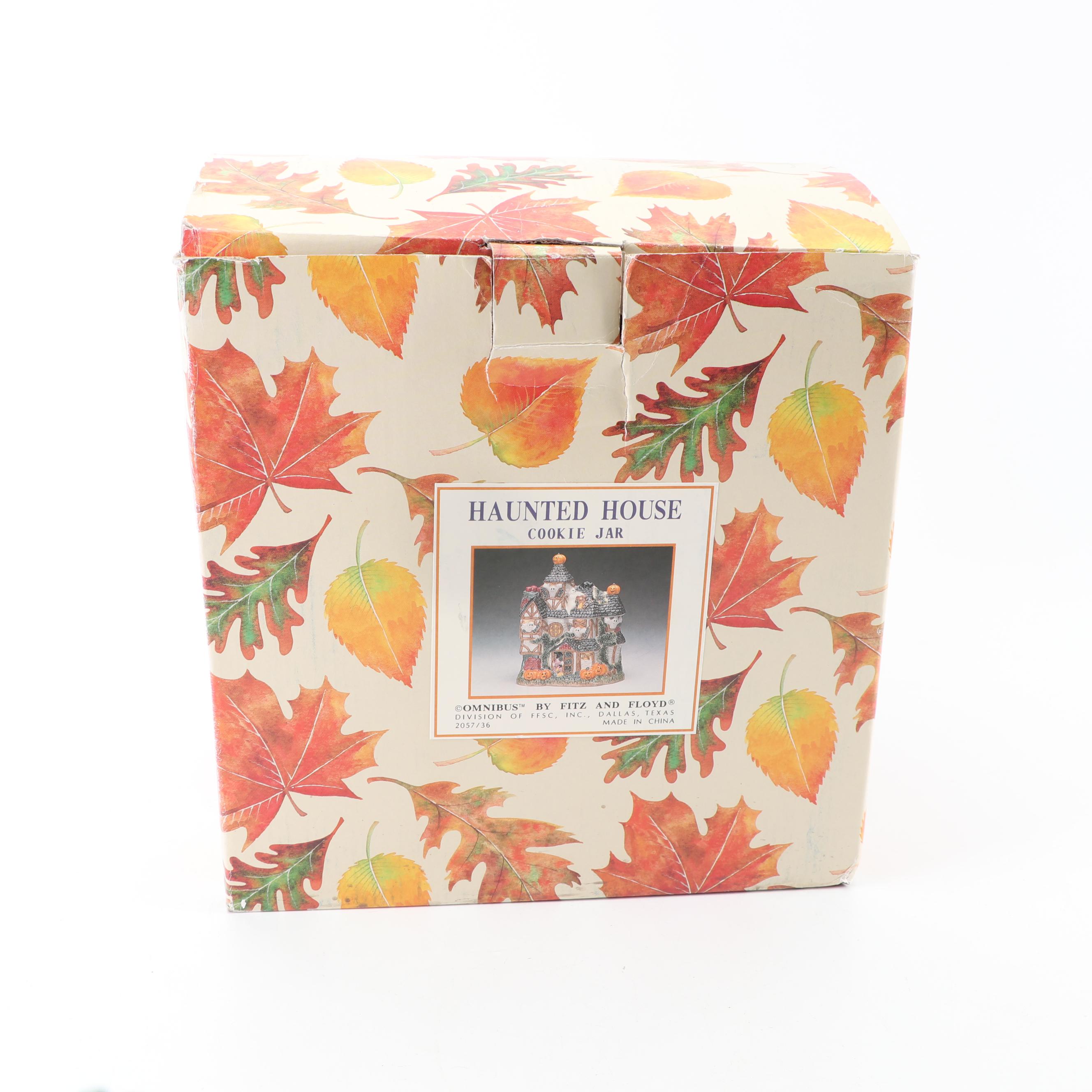 Fitz and Floyd Haunted House Cookie Jar and Jack 'O Lantern Pitcher