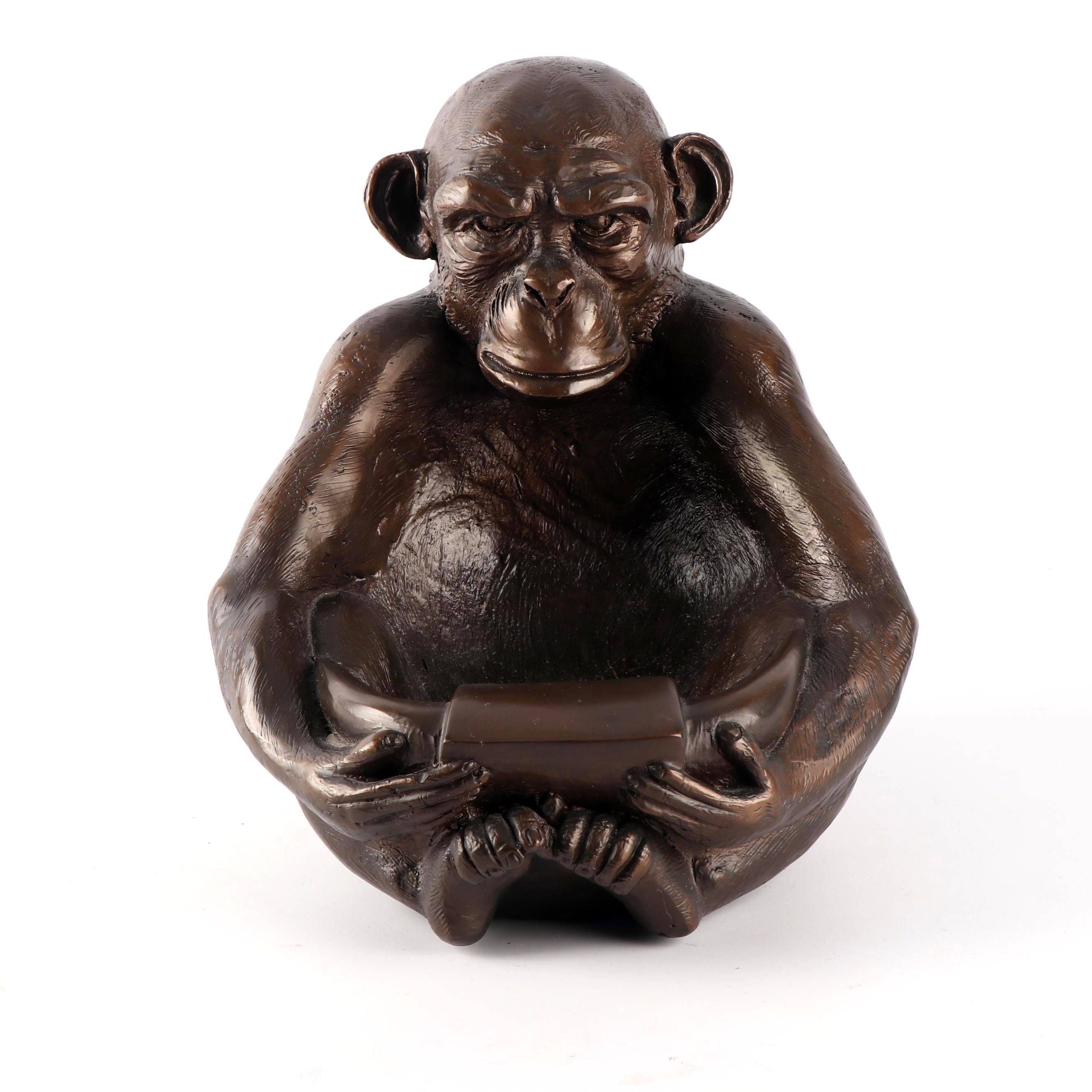 Cast Resin Figural Chimpanzee Trinket Bowl