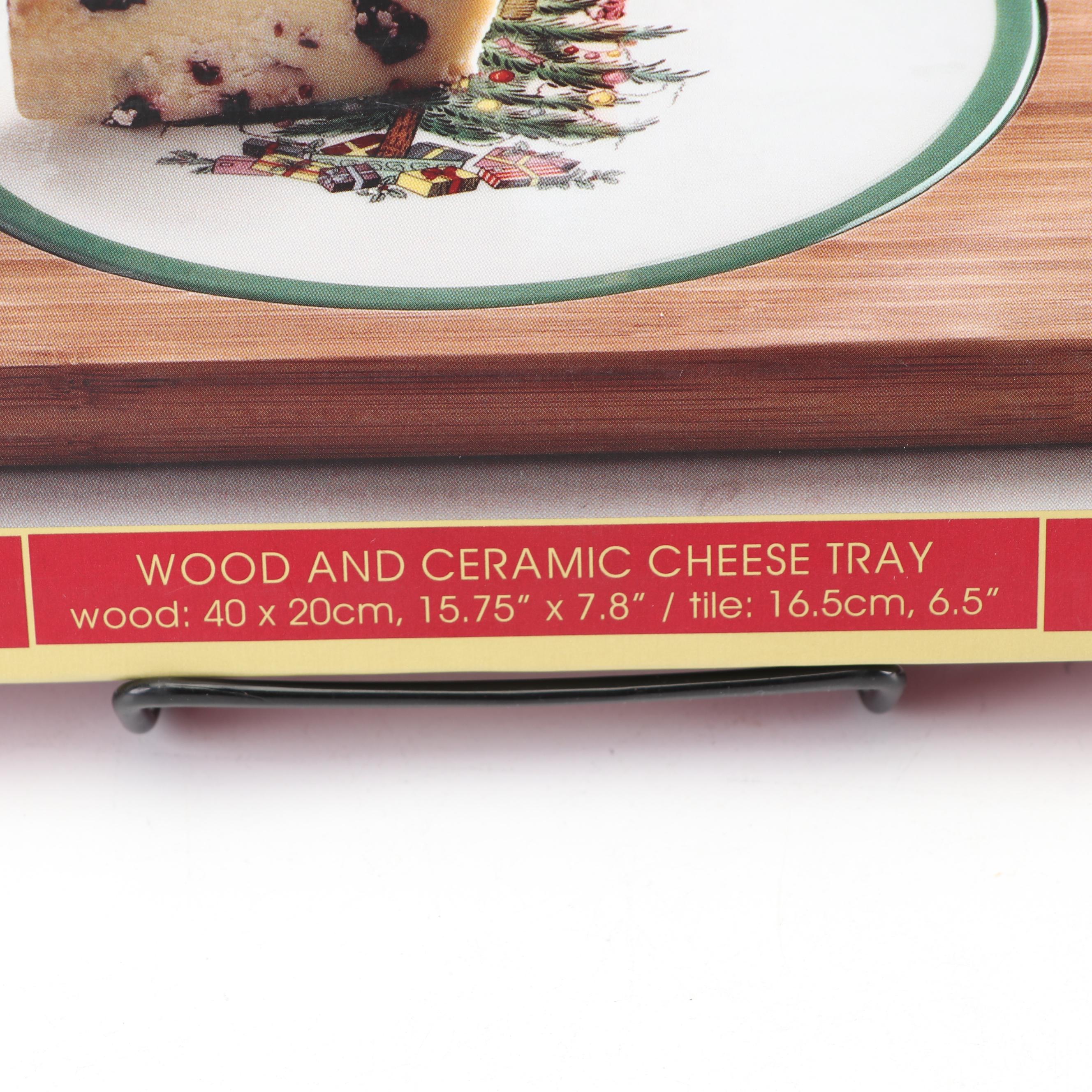 Spode "Christmas Tree" Wood and Ceramic Cheese Tray