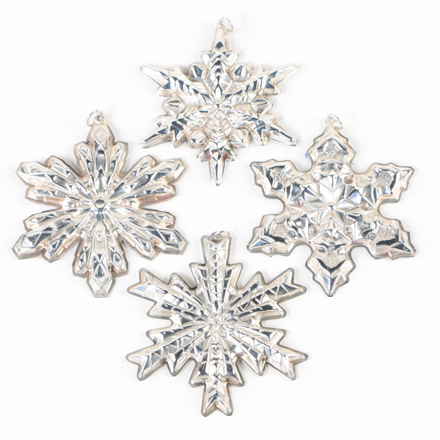 Gorham Sterling Silver Annual Snowflake Christmas Ornaments, 1970s