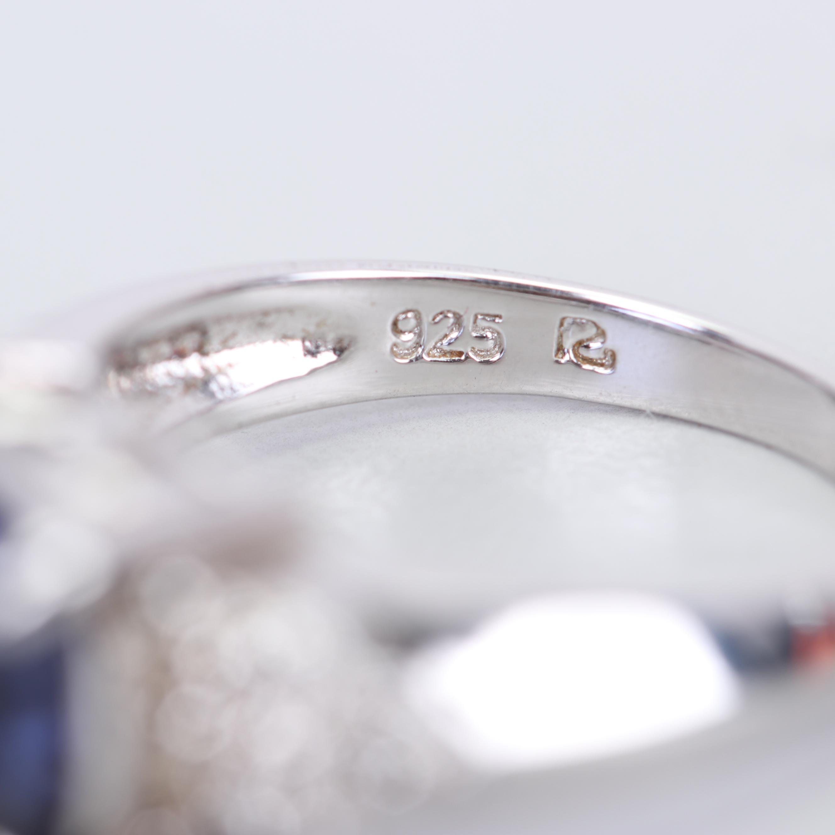 Sterling Silver Freshwater Pearl and Tanzanite Necklace and Gemstone Rings