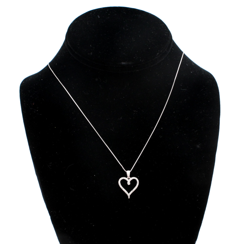 10K White Gold and Diamond Necklace