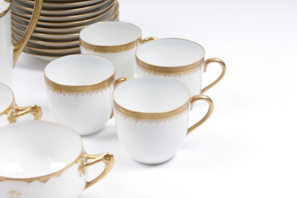 Gold Accented Limoges and Assorted Porcelain Tableware