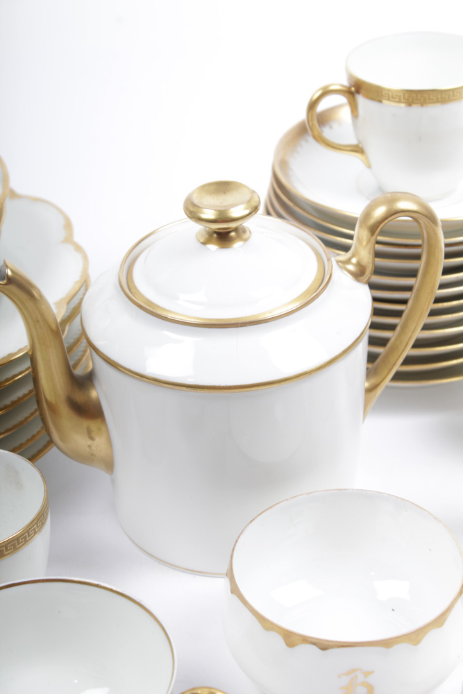 Gold Accented Limoges and Assorted Porcelain Tableware