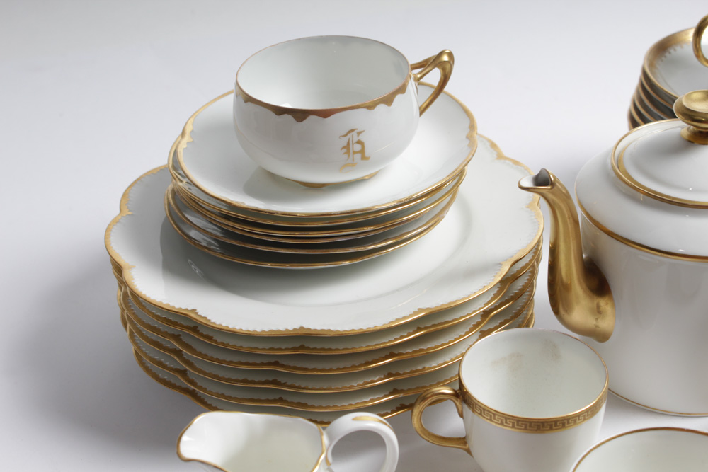 Gold Accented Limoges and Assorted Porcelain Tableware