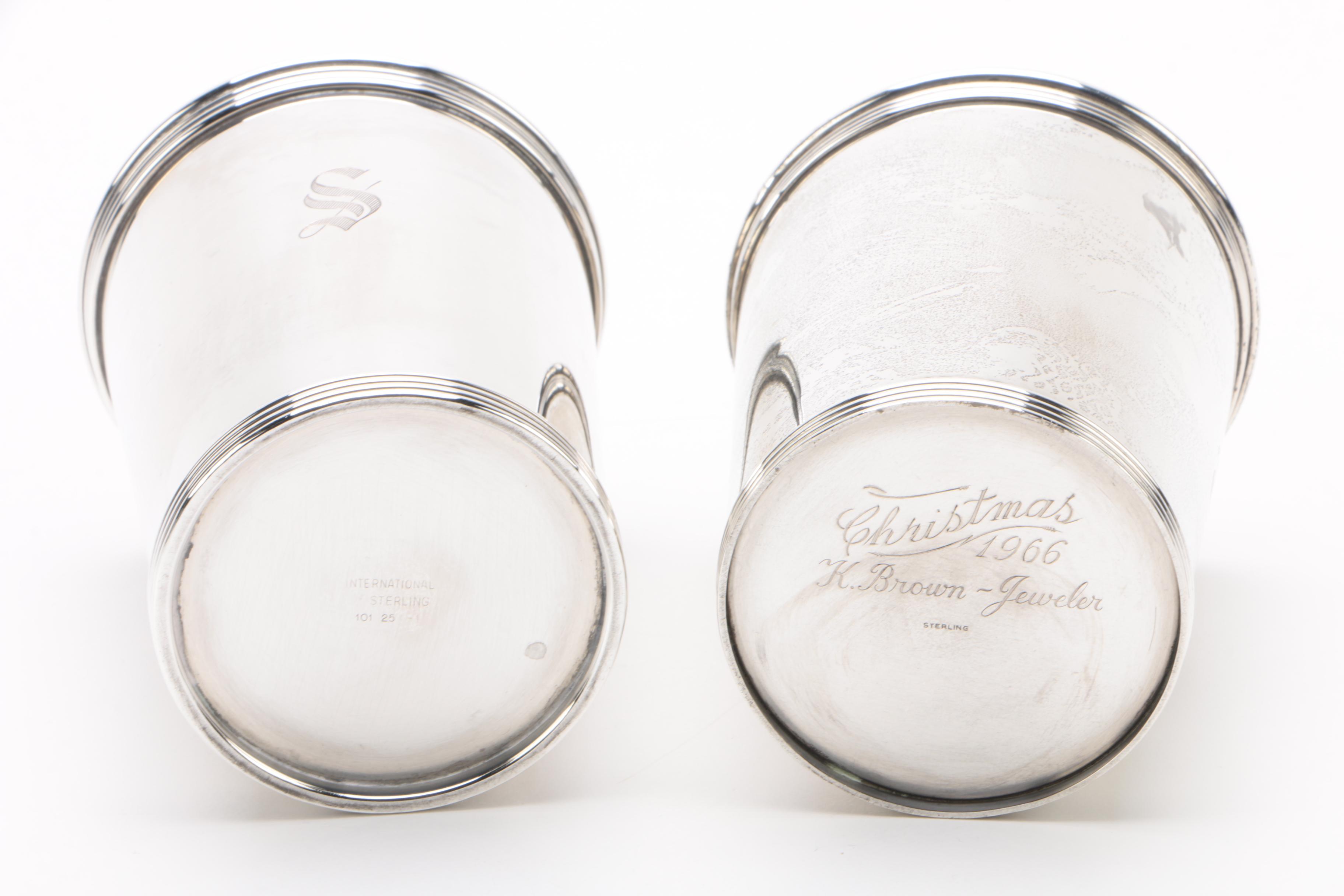 International Silver Co. and K. Brown Sterling Julep Cups, Mid-Century